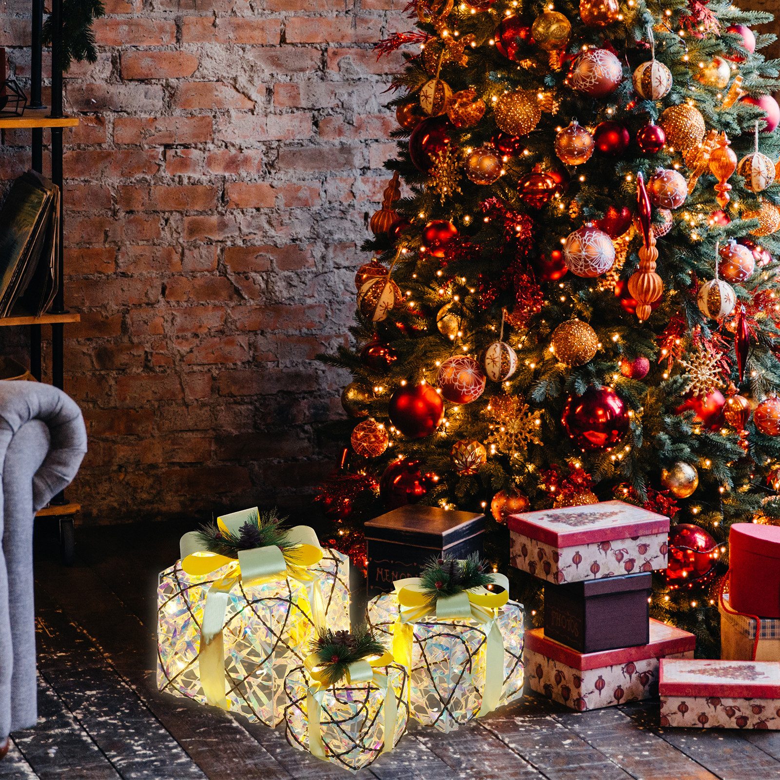 CCLIFE Weihnachtsfigur LED Geschenkbox 3er, Netzstecker günstig online kaufen