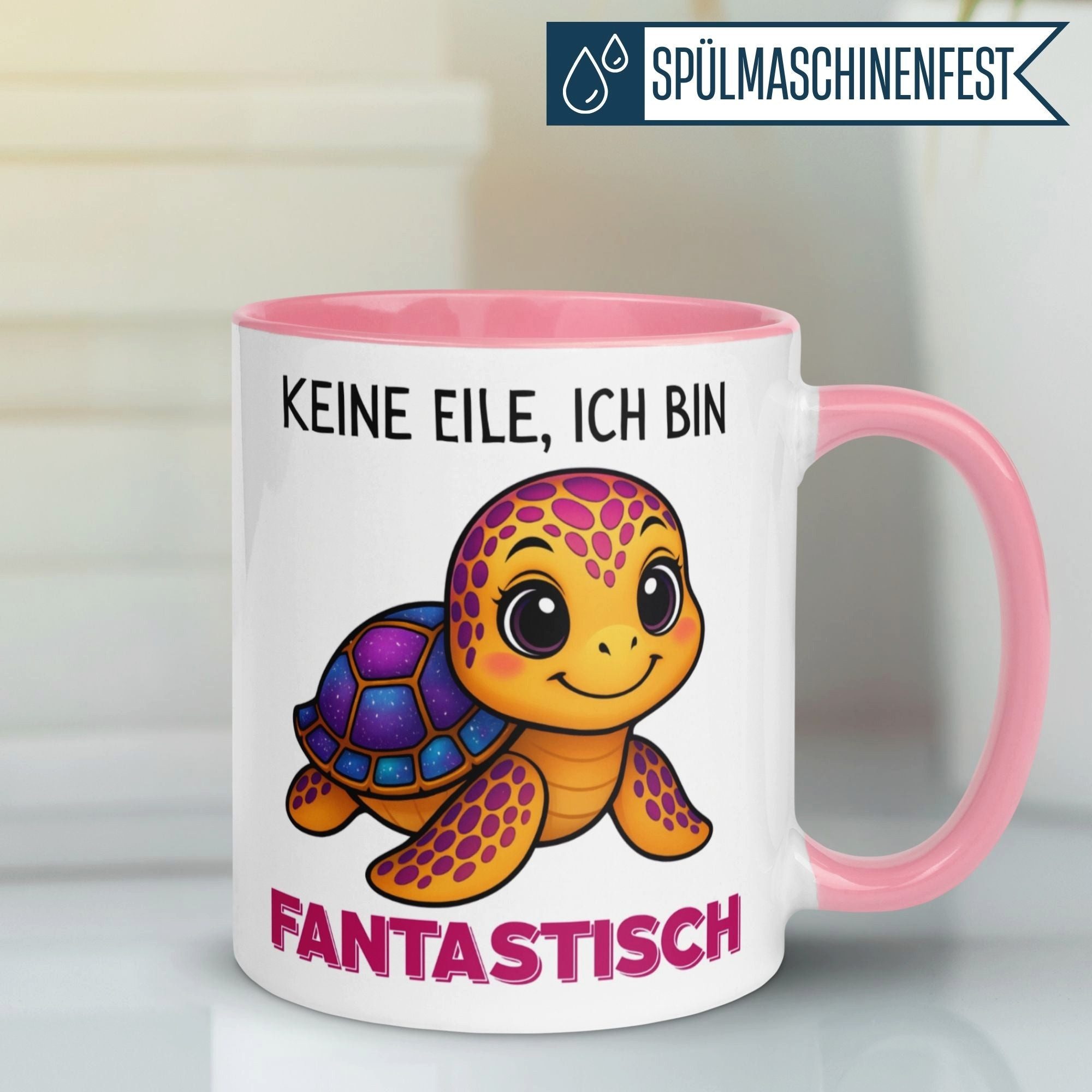 Momentals Tasse Schildkröte – Keine Eile - Ich bin fantastisch – Schildkröten Geschenk, Gratis Versand · Links-&Rechtshänder · Spülmaschinenfest