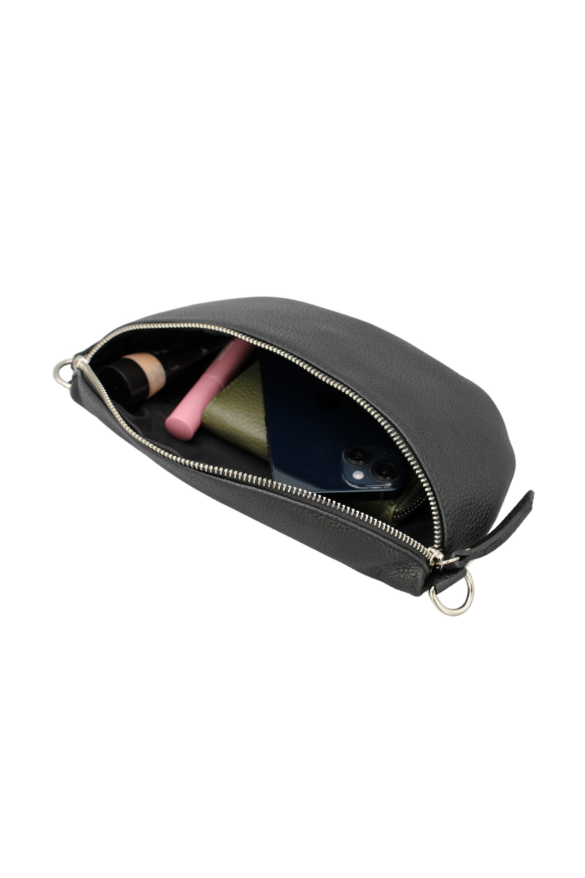 BRISE TASCHE Schultertasche Serra Echtledertasche mit 2 Riemen, Bauchtasche vielseitig tragbar, 2 Trageriemen: Leder & Zickzack-Design, verstellbar, Echtleder