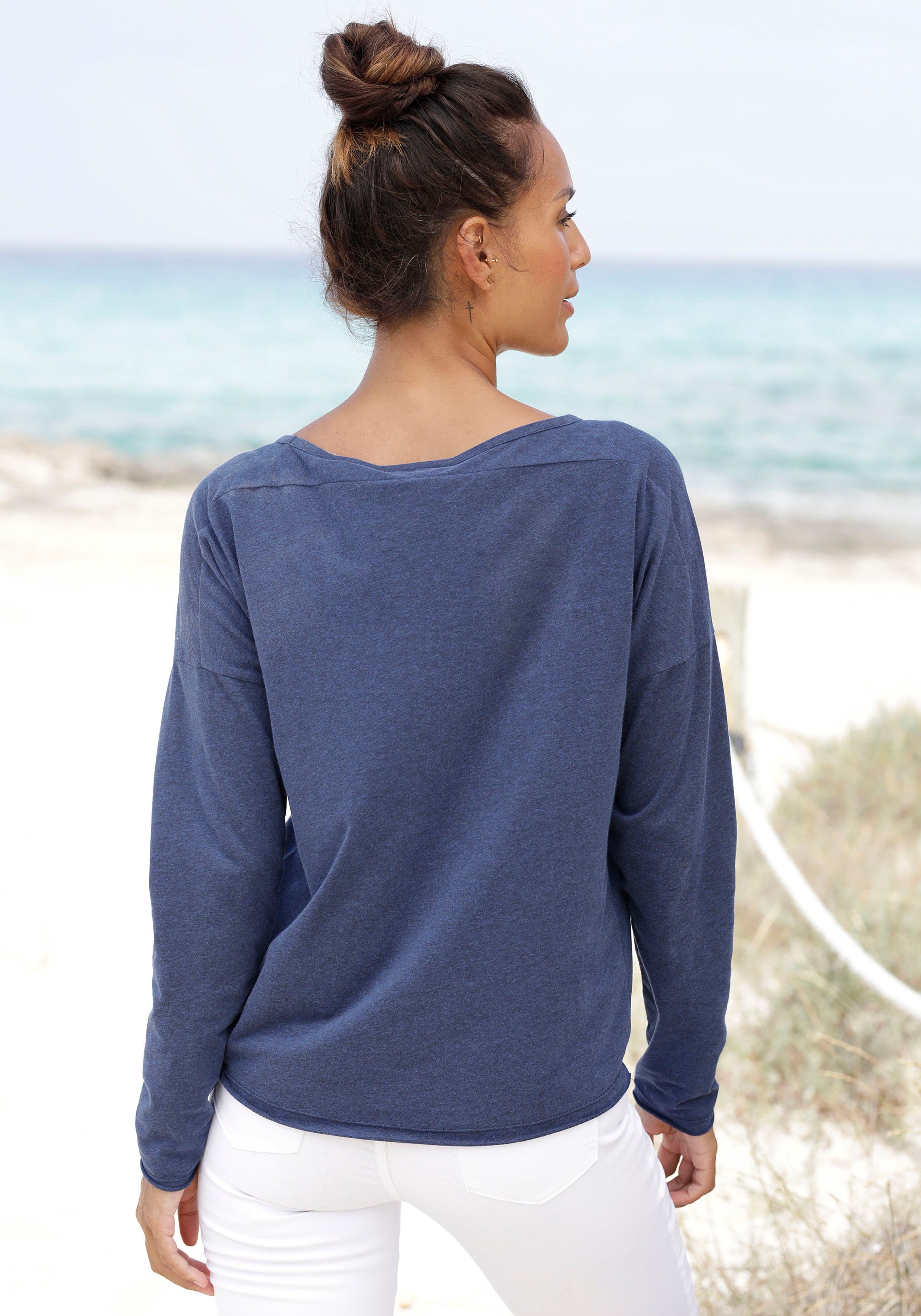 Elbsand Langarmshirt Niola mit großem Frontprint, Longsleeve aus Baumwoll-Mix, sportlich-casual