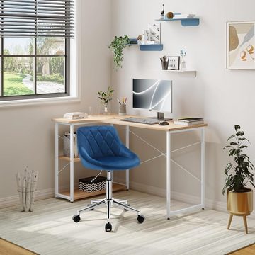 EUGAD Schreibtischstuhl (1 St), Bürohocker mit Rollen, Samt, höhenverstellbar
