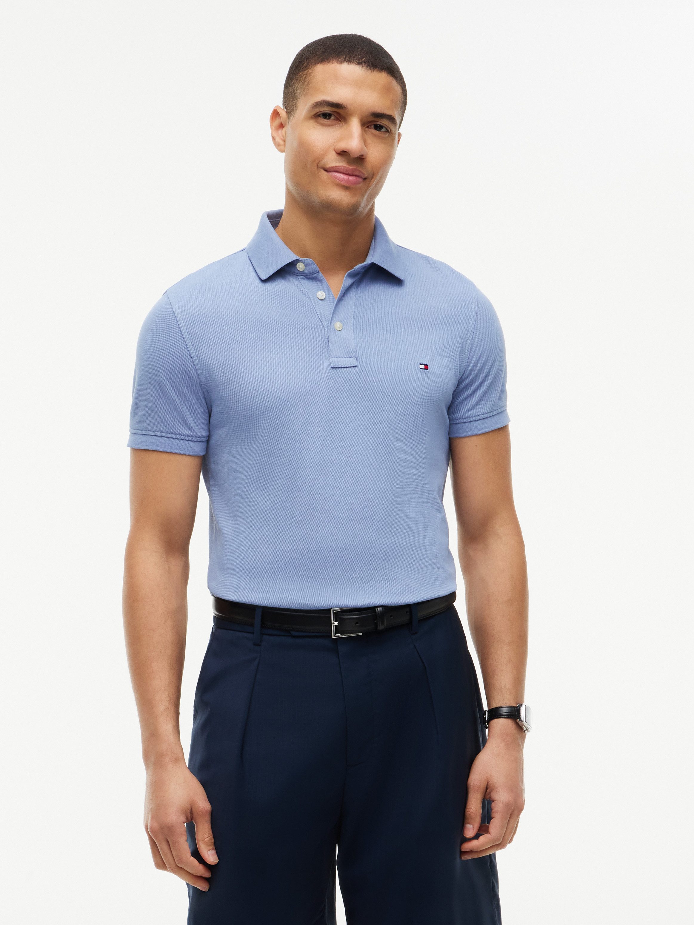 Tommy Hilfiger Poloshirt 1985 SLIM POLO Markenstickerei, aus Baumwoll-Piqué