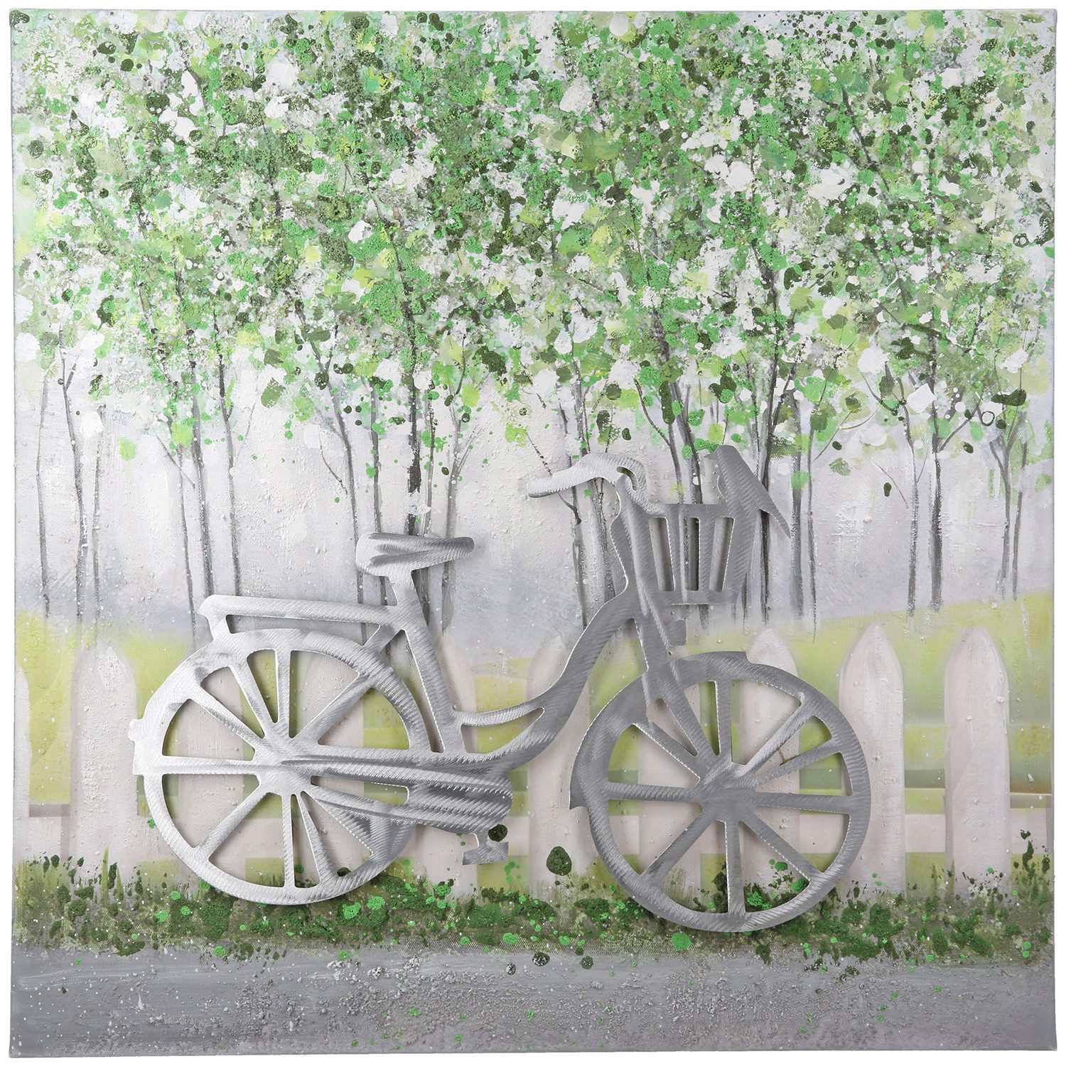 GILDE Leinwandbild Bild quadratisch Fahrradliebe grün H. 60 cm, (1 St)