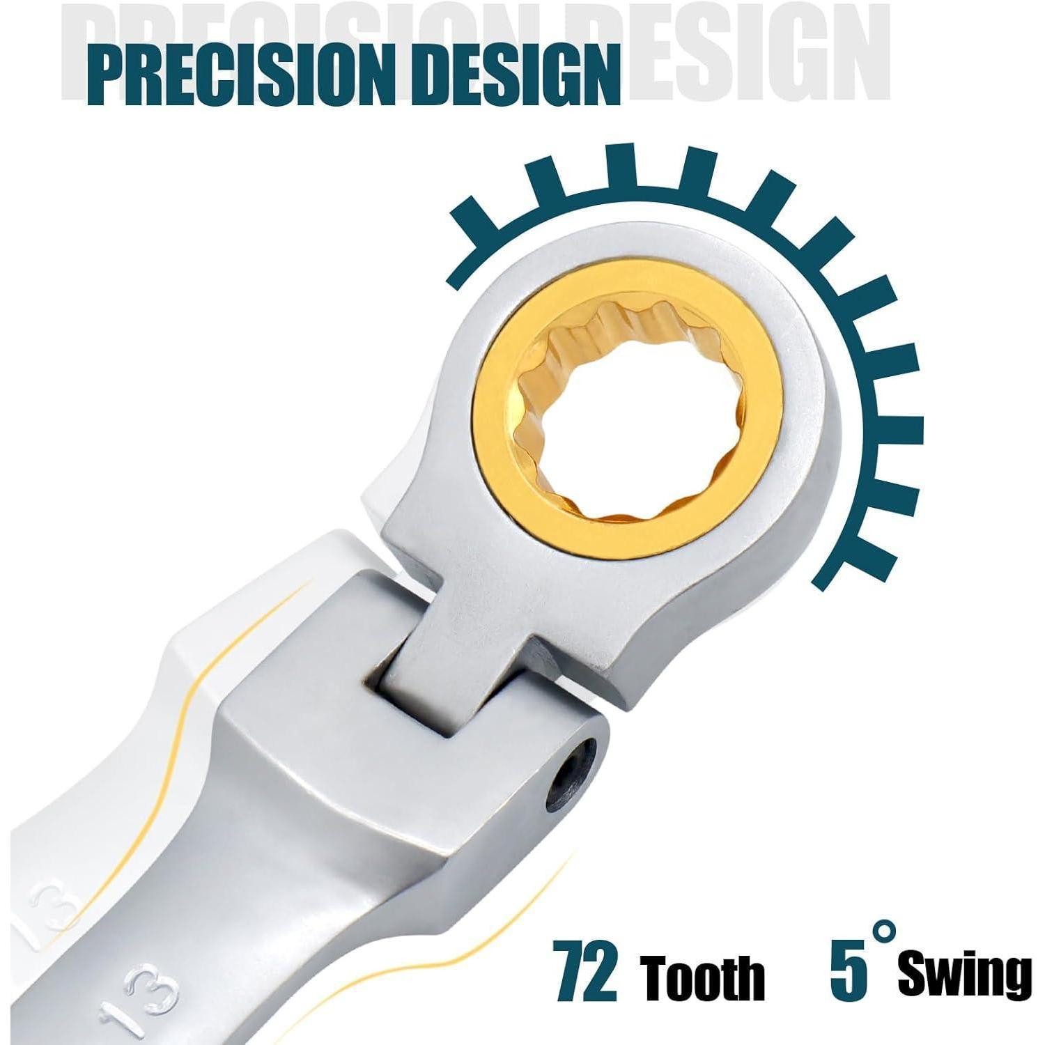LuxusKollektion Ratschenringschlüssel Kombi Ratschenschlüssel Gelenk CRV Chromoberfläche 10mm