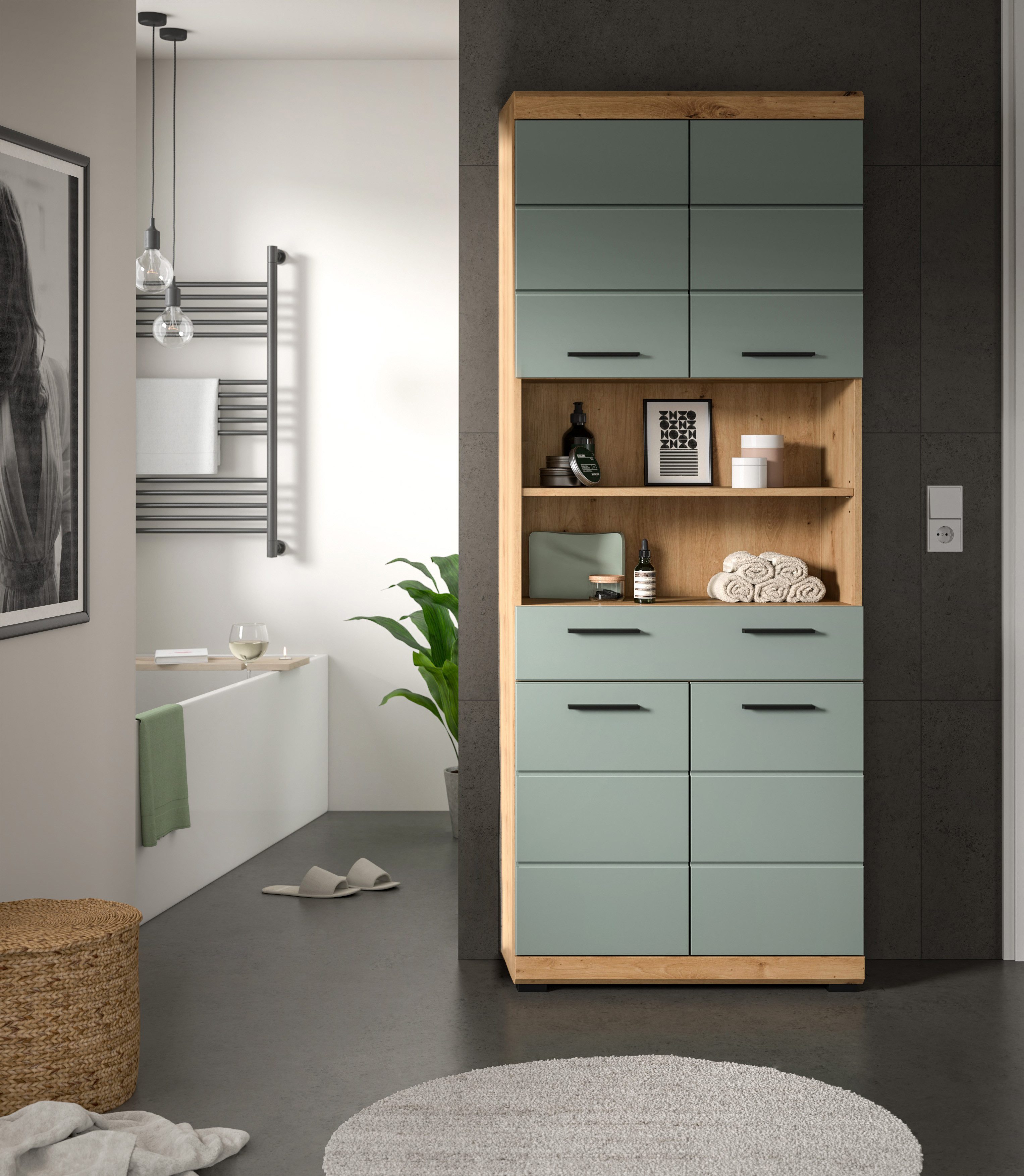 INOSIGN Hochschrank SIENA, Breite 74cm, 4 Türen, 1 Schubkasten, 2 offene Fä günstig online kaufen