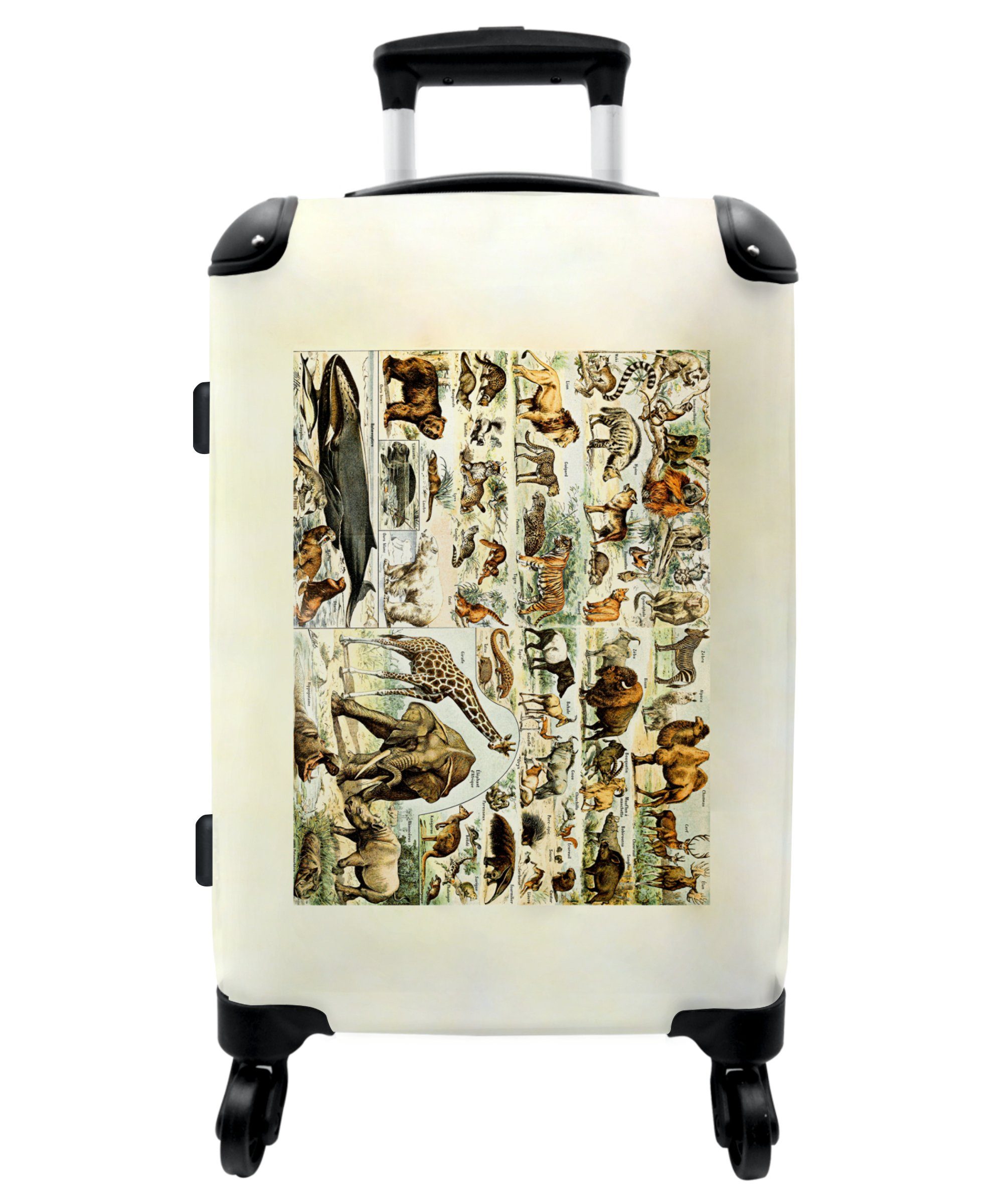 NoBoringSuitcases.com© Koffer 67x43x25cm Vintage - Tiere - Wildtiere - Kunst - Illustration, 4 Rollen, Aufgabegepäck Trolley Rollkoffer Große Reisekoffer mit 4 Rollen -