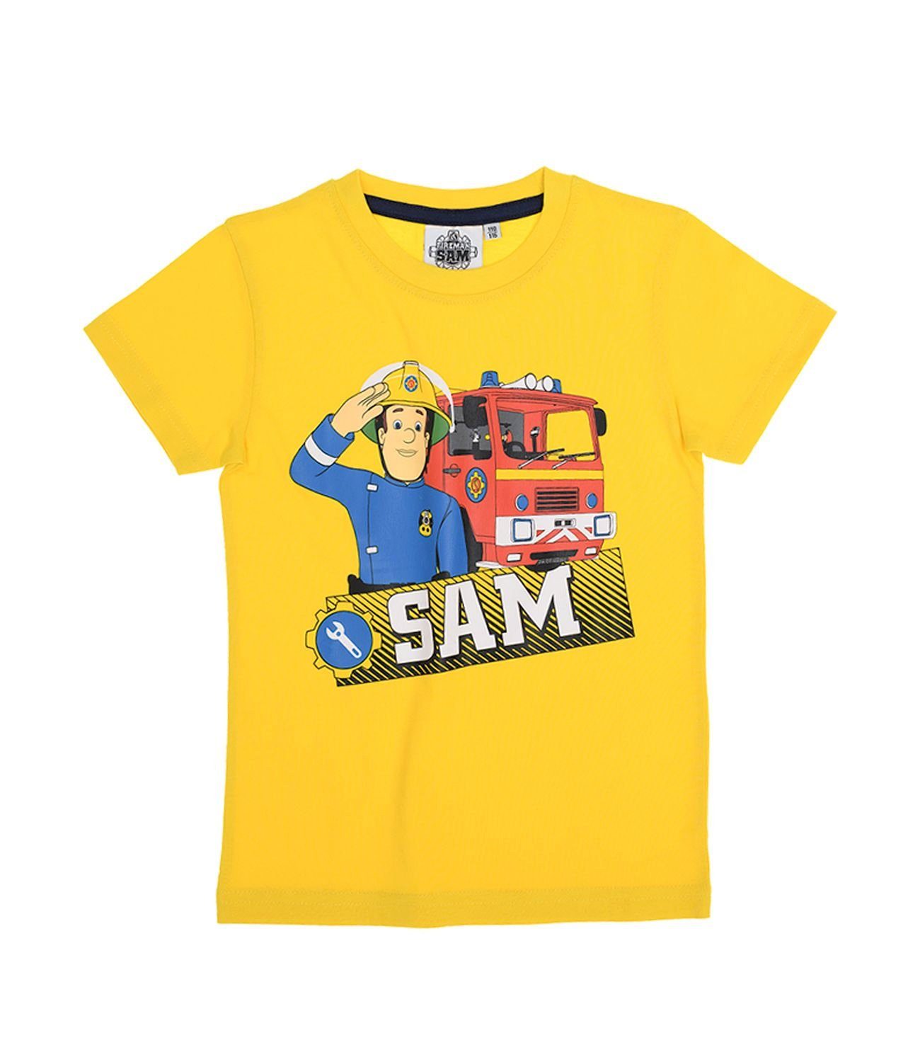 Feuerwehrmann Sam T-Shirt 2x FEUERWEHRMANN SAM Kinder T-Shirts Doppelpack gelb+blau Jungen + Mädchen Gr.92 104 116