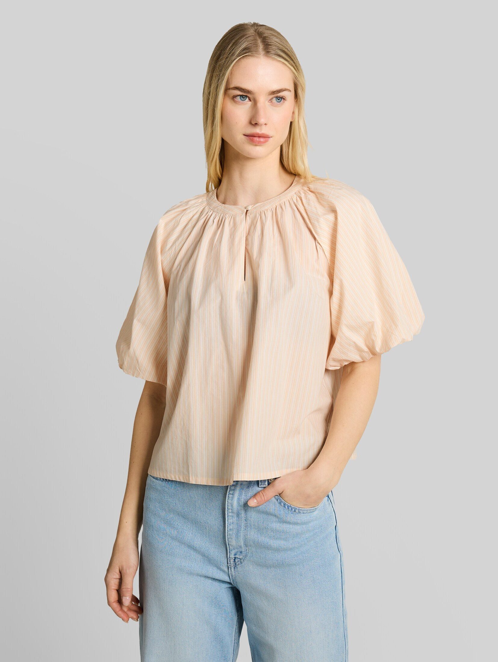 TOM TAILOR Denim Kurzarmbluse Blusen & Shirts Bluse mit Streifenmuster