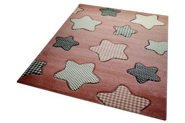 Kinderteppich Kinderteppich Spielteppich Babyteppich Mädchen Sterne rosa, Carpetia, rund, Höhe: 13 mm