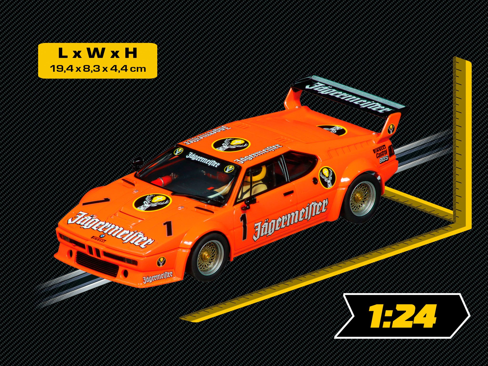 Carrera® Rennbahn-Auto BMW M1 Procar "Jägermeister Racing Team, No.1", Maßstab 1:24; mit Lichteffekt