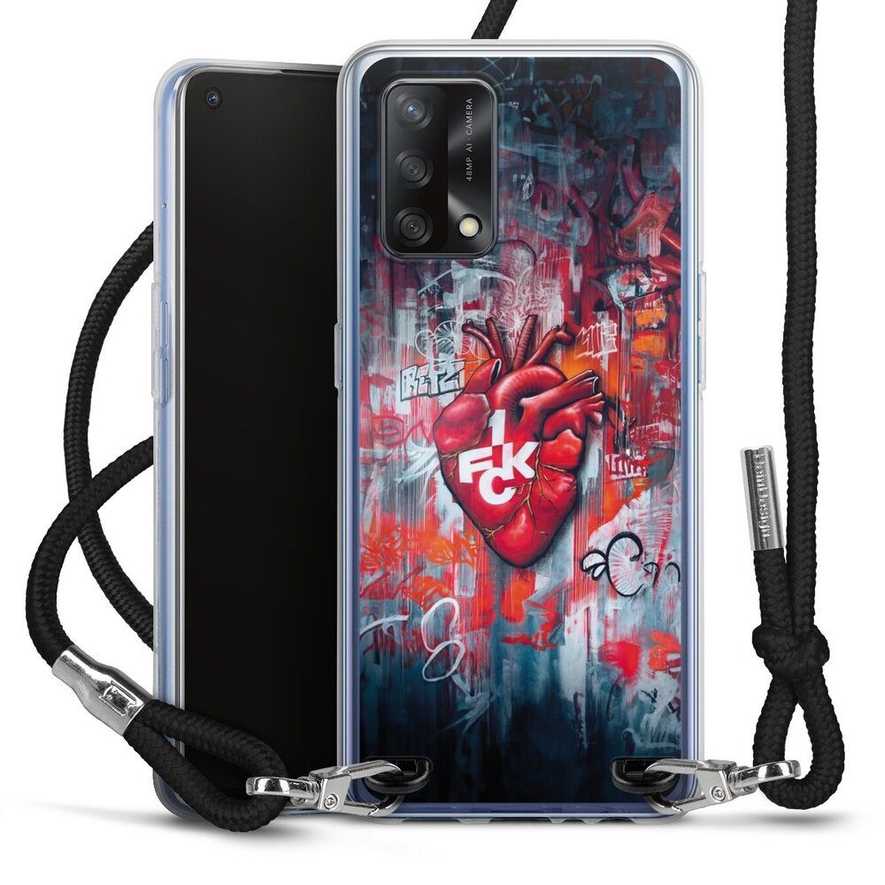 DeinDesign Handyhülle 1. FCK Herz 1. FC Kaiserslautern 1.FCK Herz, Oppo A74 Handykette Hülle mit Band Case zum Umhängen Cover mit Kette