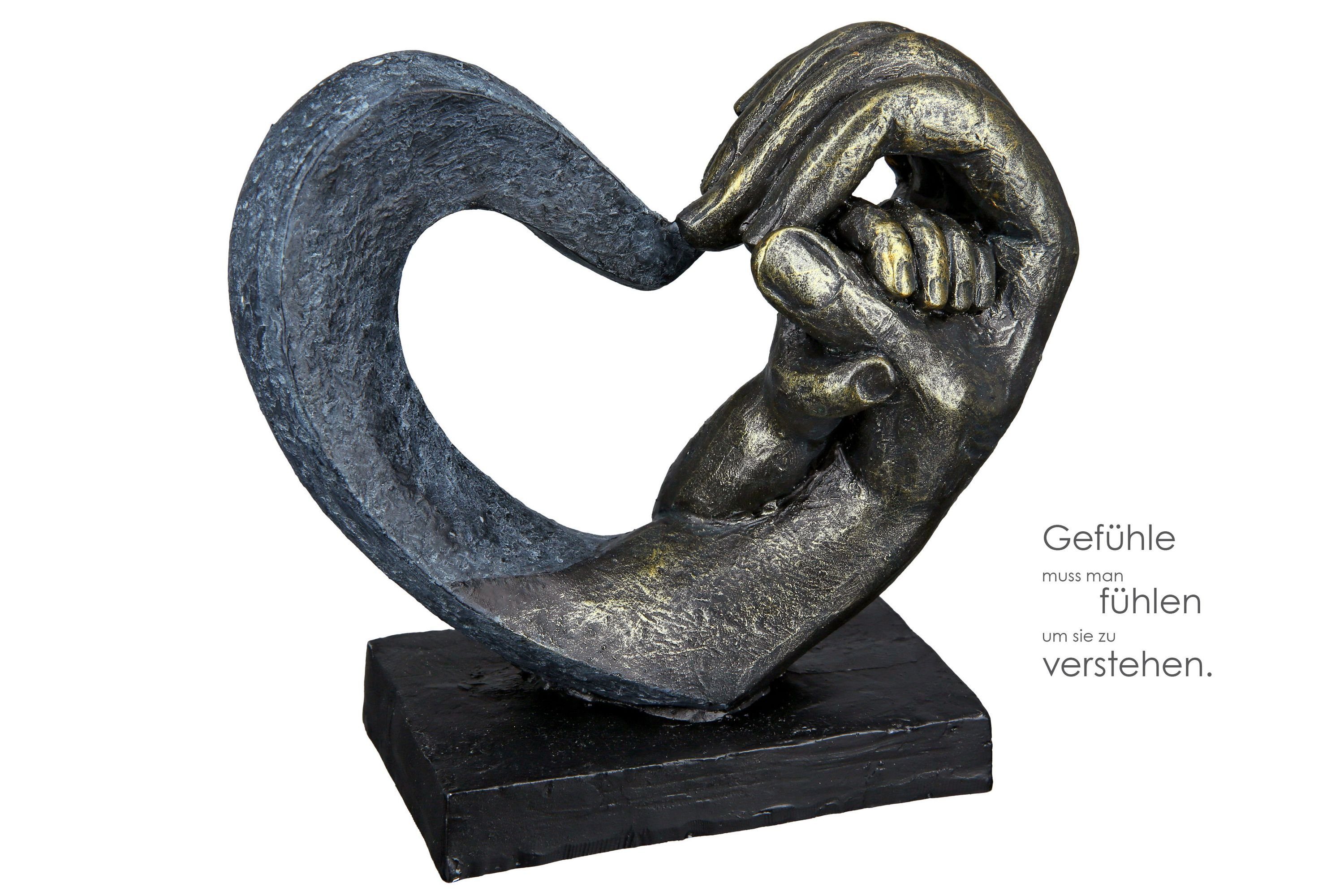 - H. GILDE bronze-grau 14cm Dekofigur GILDE B. Love Skulptur x of Hands - 16cm