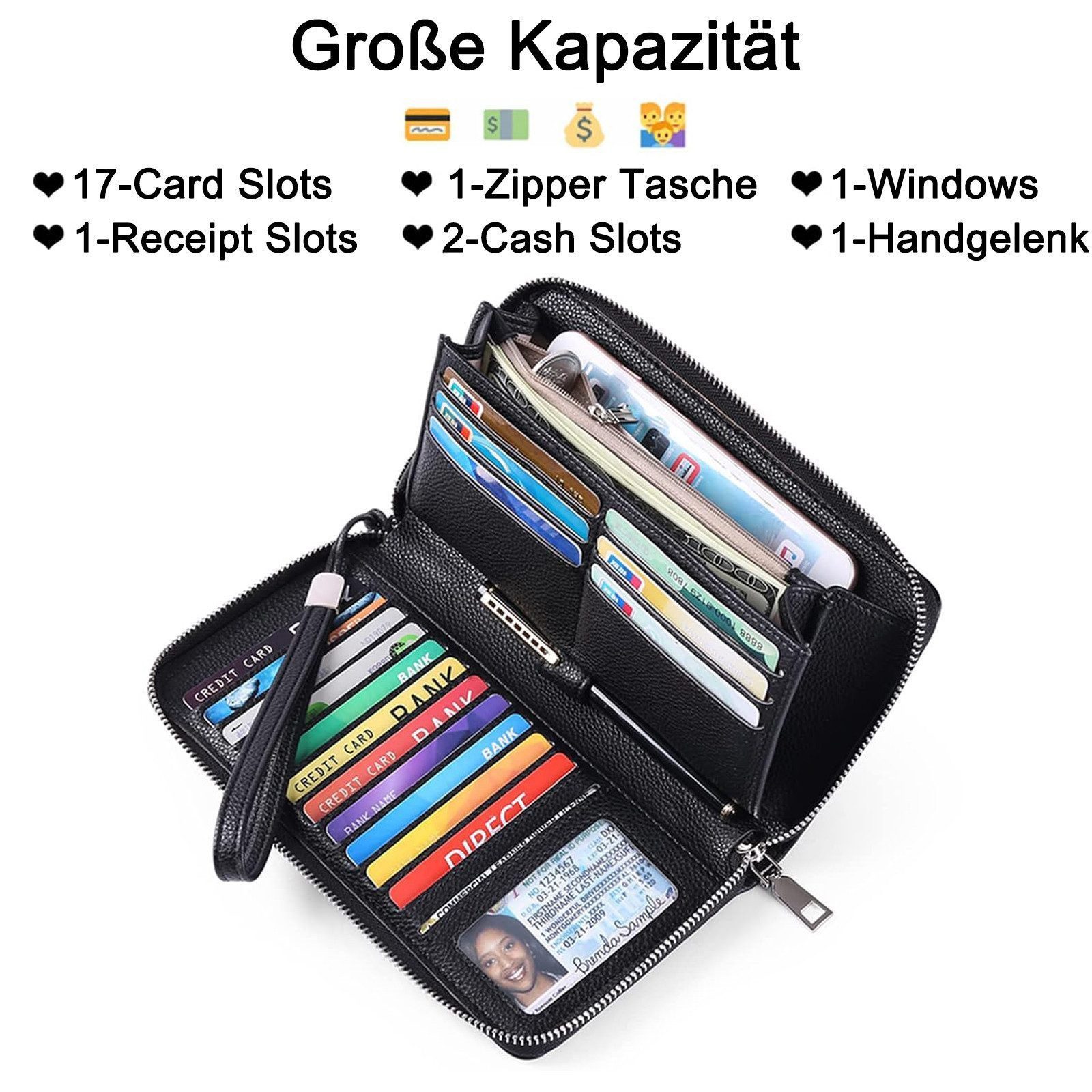 Keyura Geldbörse Damen Portemonnaie aus PU Geldbeutel Geldbörse mit vielen günstig online kaufen