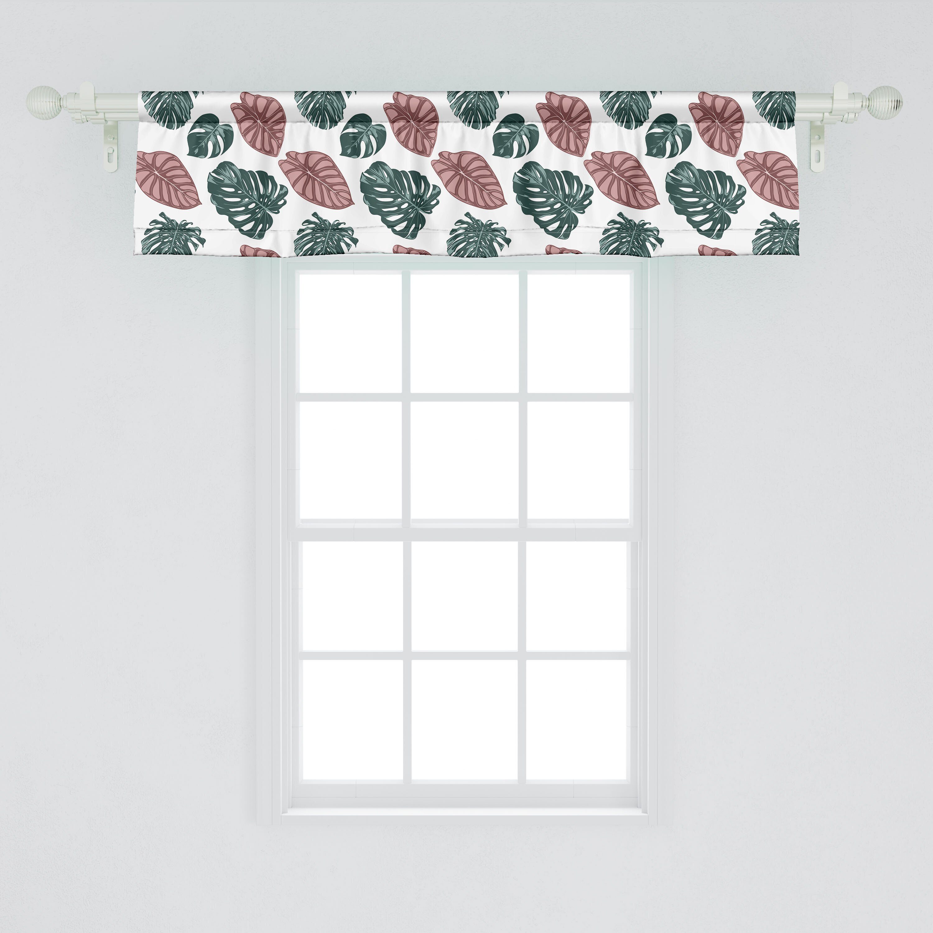 Abakuhaus, Vorhang für Dekor Philodendron mit Scheibengardine Stangentasche, Tropic Forstbotanik Schlafzimmer Küche Volant Microfaser,