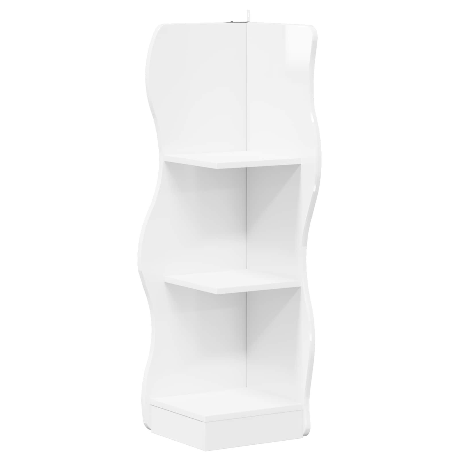 vidaXL Eckregal 34 x 33 x 102 cm Eckregal Regal 3 Ablagen Hochglanz Weiß 34x33x102 cm