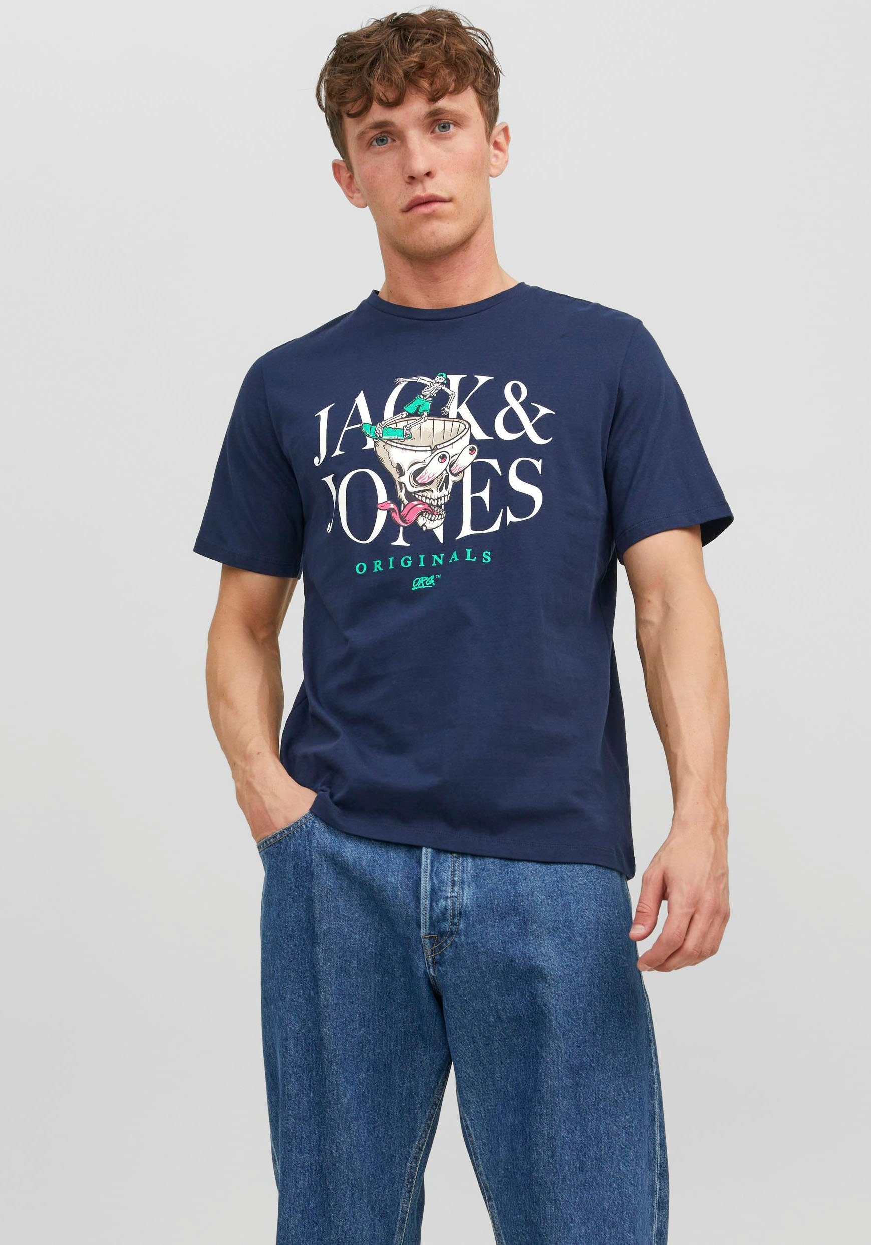 Jack & Jones Rundhalsshirt JORAFTERLIFE TEE SS CREW NECK SN navy blazer