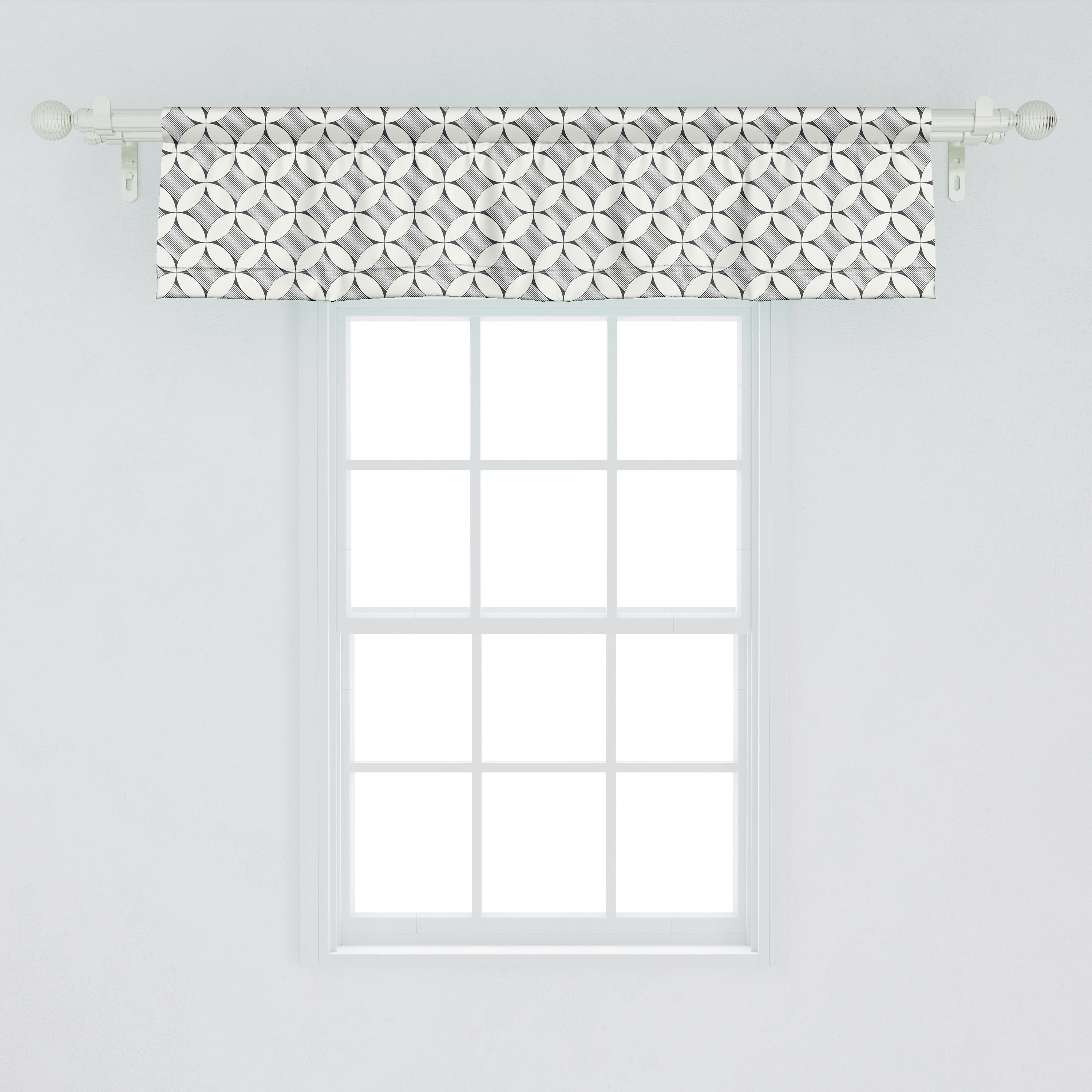 Stangentasche, Vorhang Küche für Moderne Volant Schlafzimmer Abstrakt Dekor Abakuhaus, Kreis-Grafik mit Scheibengardine Microfaser,