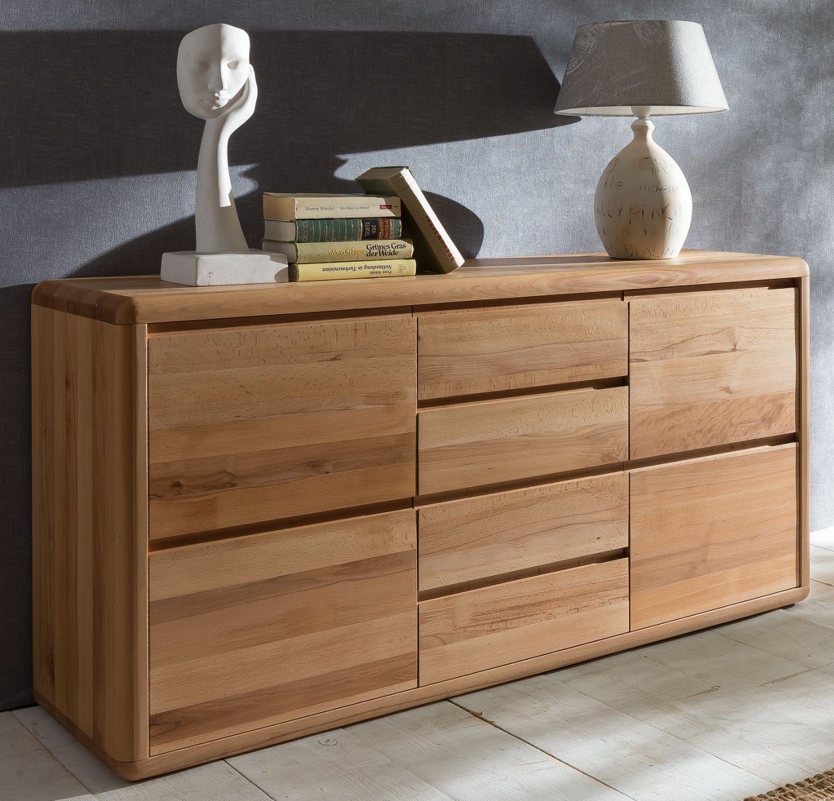 Empinio24 Sideboard Verona, Breite 140 cm, Kernbuche massiv