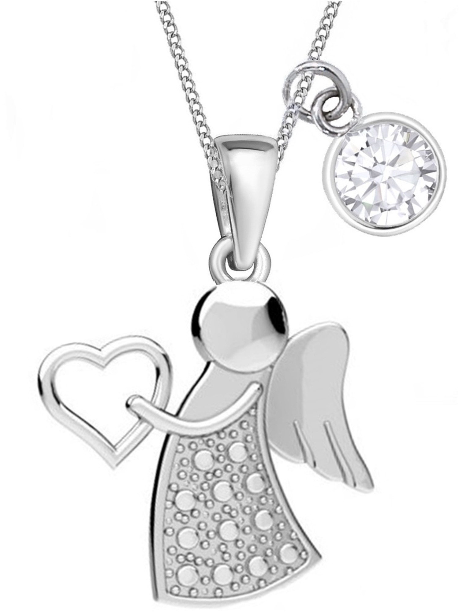 Kette mit Anhänger Schutzengel Anhänger mit 38cm Kette 925 Silber mit Zirkonia Klar