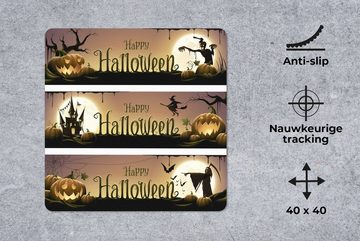 MuchoWow Gaming Mauspad Eine dreiteilige Illustration von Halloween (1-St), Mousepad mit Rutschfester Unterseite, Gaming, 40x40 cm, XXL, Großes