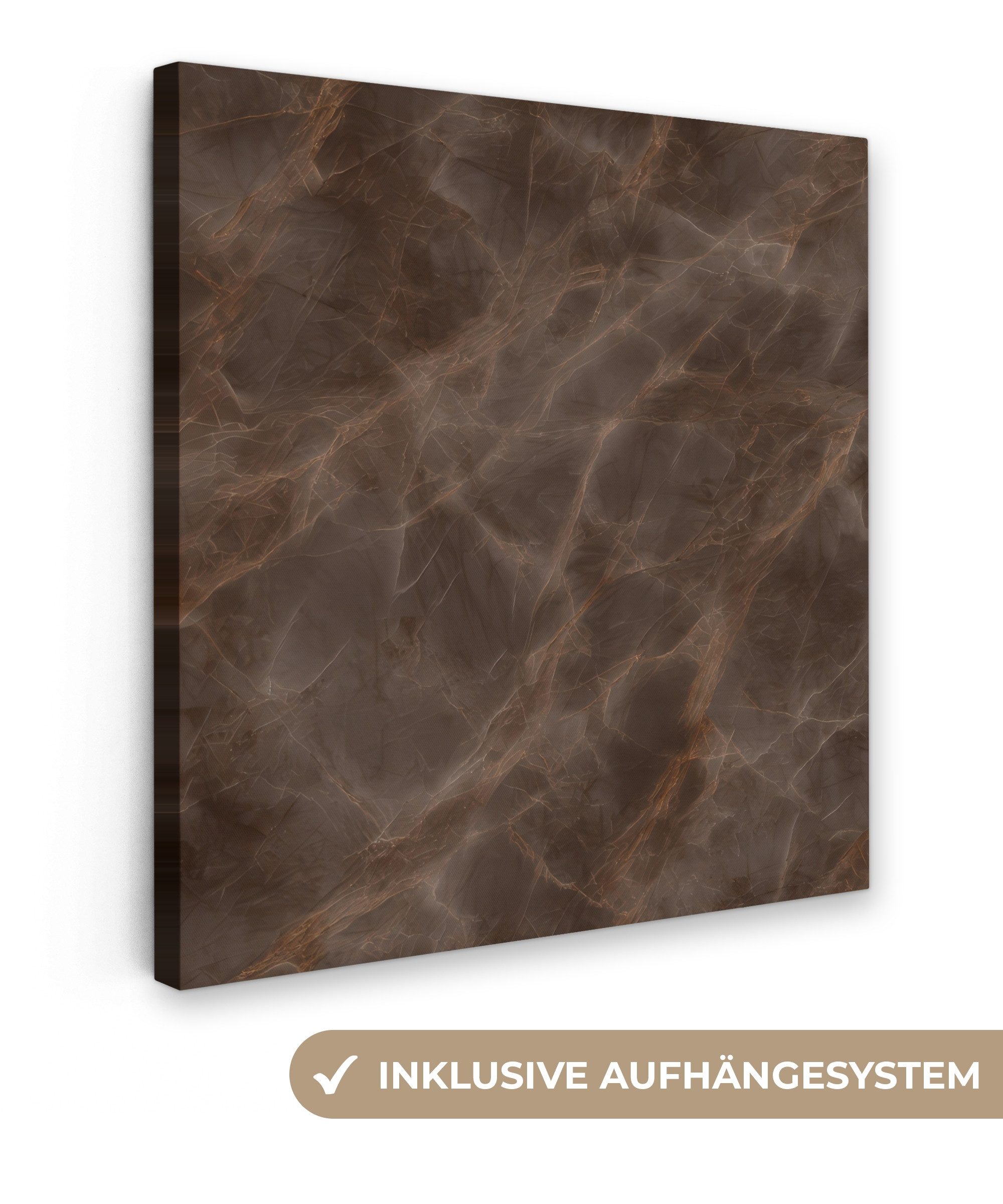OneMillionCanvasses® Leinwandbild Brauner Marmor - Organisch - Naturstein, günstig online kaufen