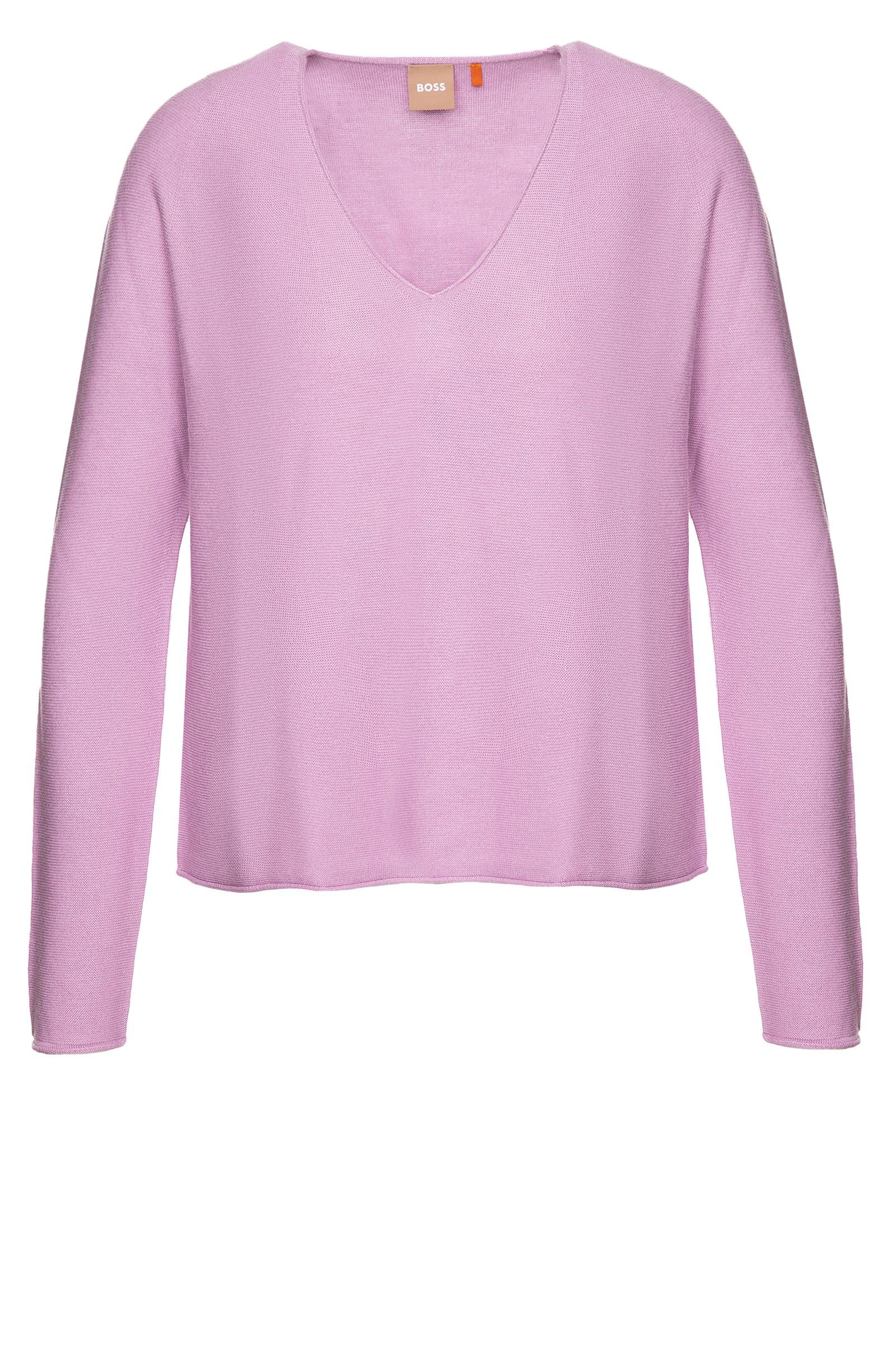 BOSS ORANGE Strickpullover Feron (1-tlg) Rosa (680) | V-Pullover