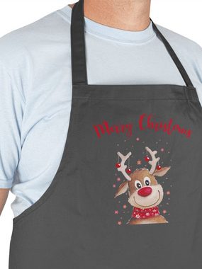 Shirtracer Kochschürze Merry Christmas Rentier, (1-tlg), Weihnachtsschürze Erwachsene
