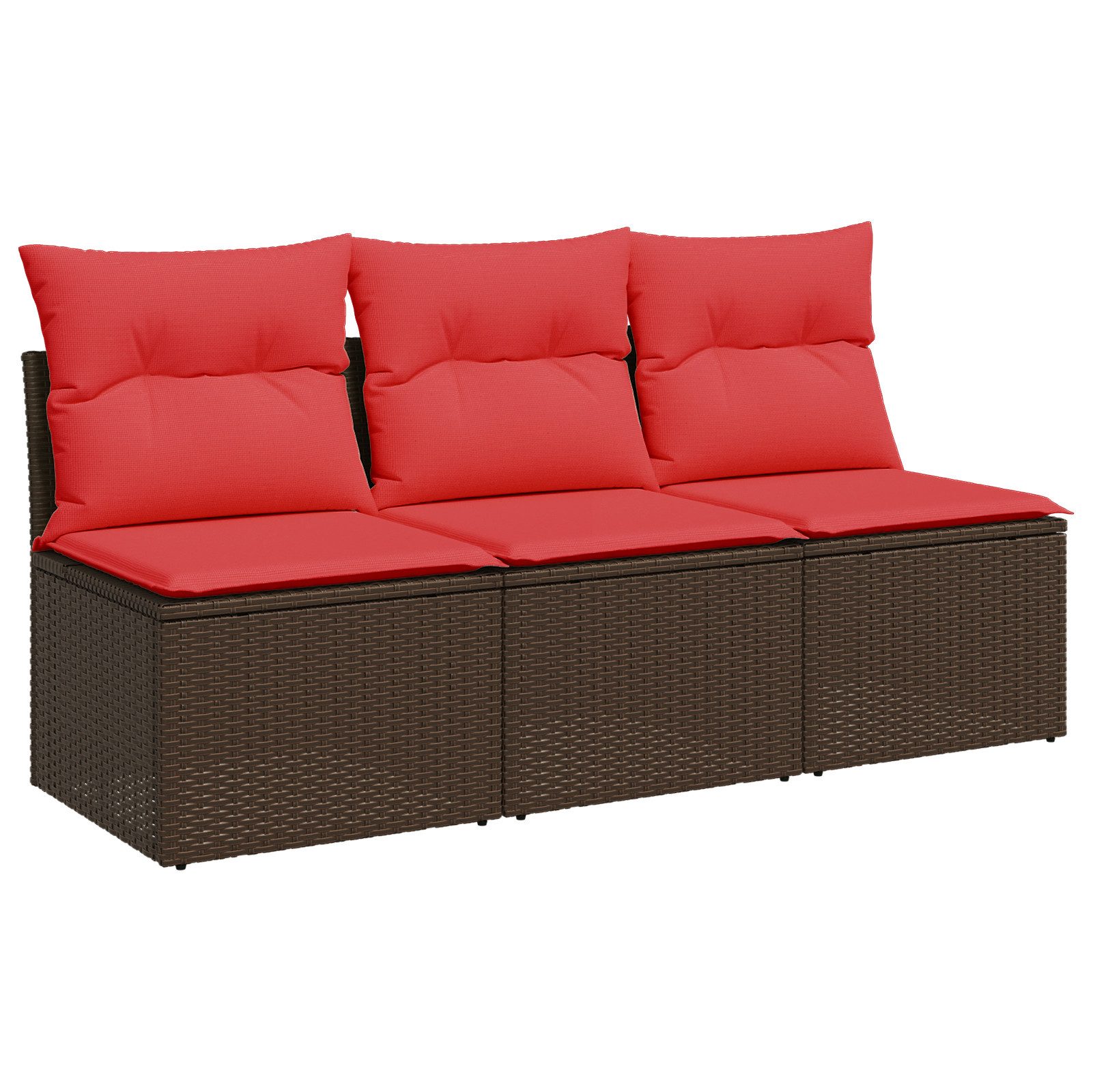vidaXL Loungesofa Gartensofa mit Kissen 3-Sitzer Braun Poly Rattan
