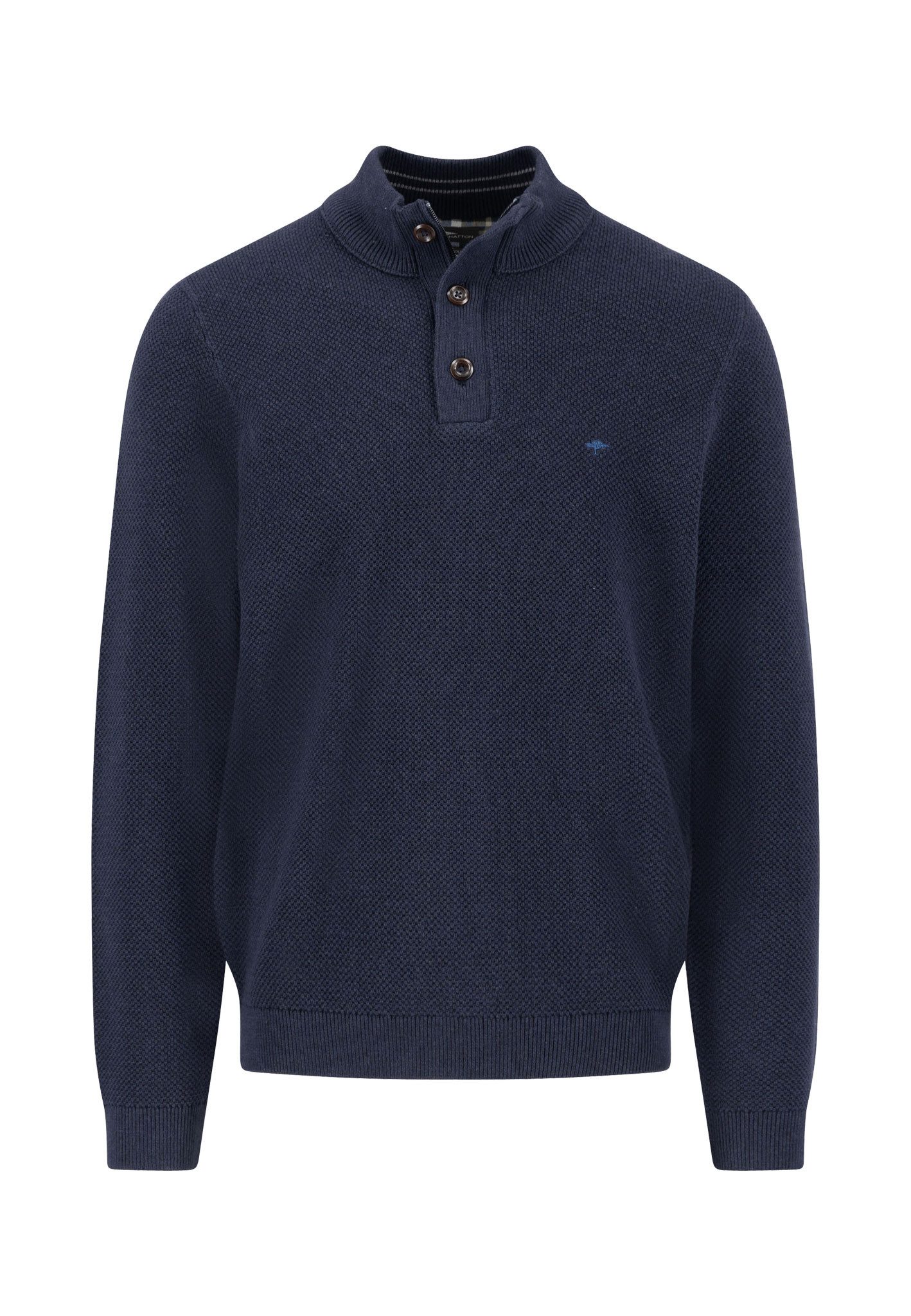 FYNCH-HATTON Strickpullover Fynch-Hatton Pullover Troyer-Button - dunkelblau (1-tlg)