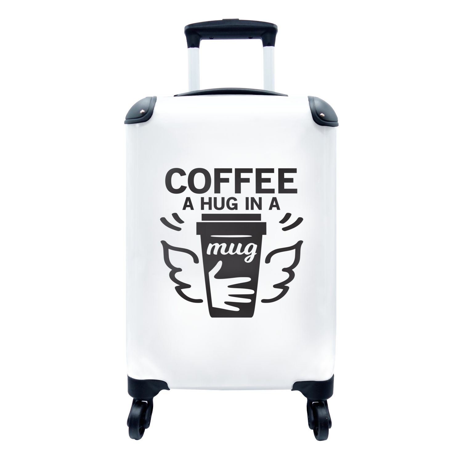 MuchoWow Handgepäckkoffer Kaffee - Zitate - Sprichwörter - Kaffee eine Umarmung in einer Tasse, 4 Rollen, Reisetasche mit rollen, Handgepäck für Ferien, Trolley, Reisekoffer