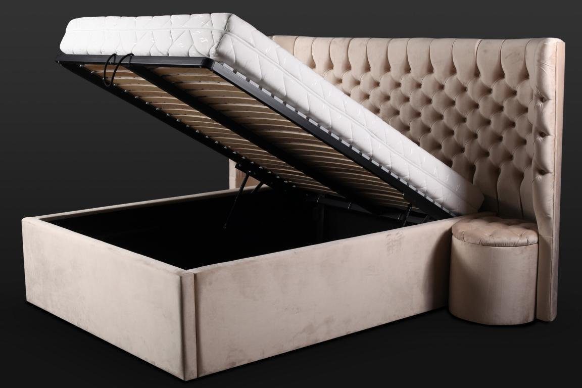 Moderne JVmoebel Made 1x in Beiges Bett), Europa Chesterfield Doppelbett Möbel (1-tlg., Schlafzimmer Bett Betten