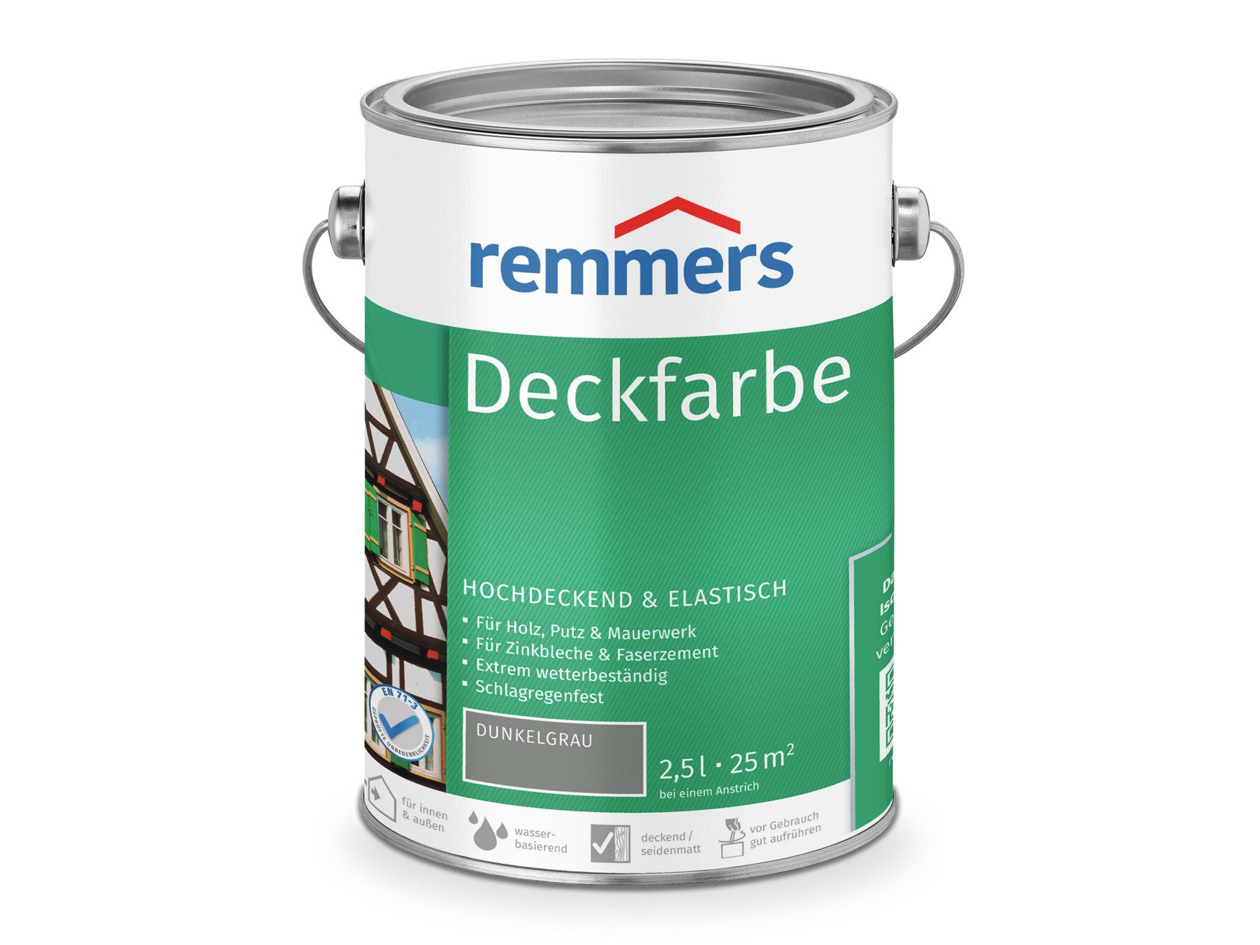 Remmers Wetterschutzfarbe Deckfarbe 2,5 Liter, für viele Untergründe, hochdeckend, wetterfest