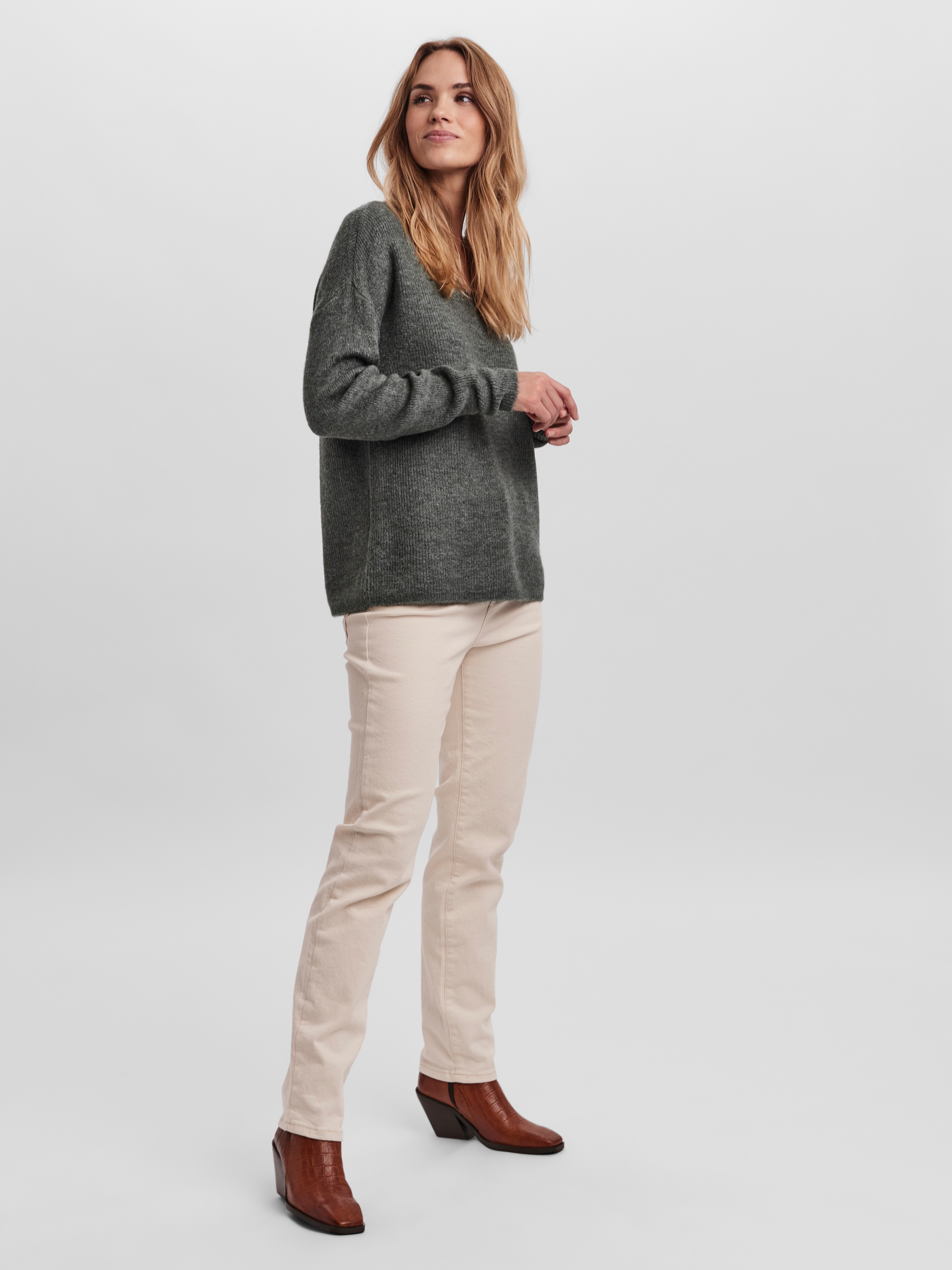 Vero Moda V-Ausschnitt-Pullover VMCREWLEFILE LS V-NECK BLOUSE NOOS