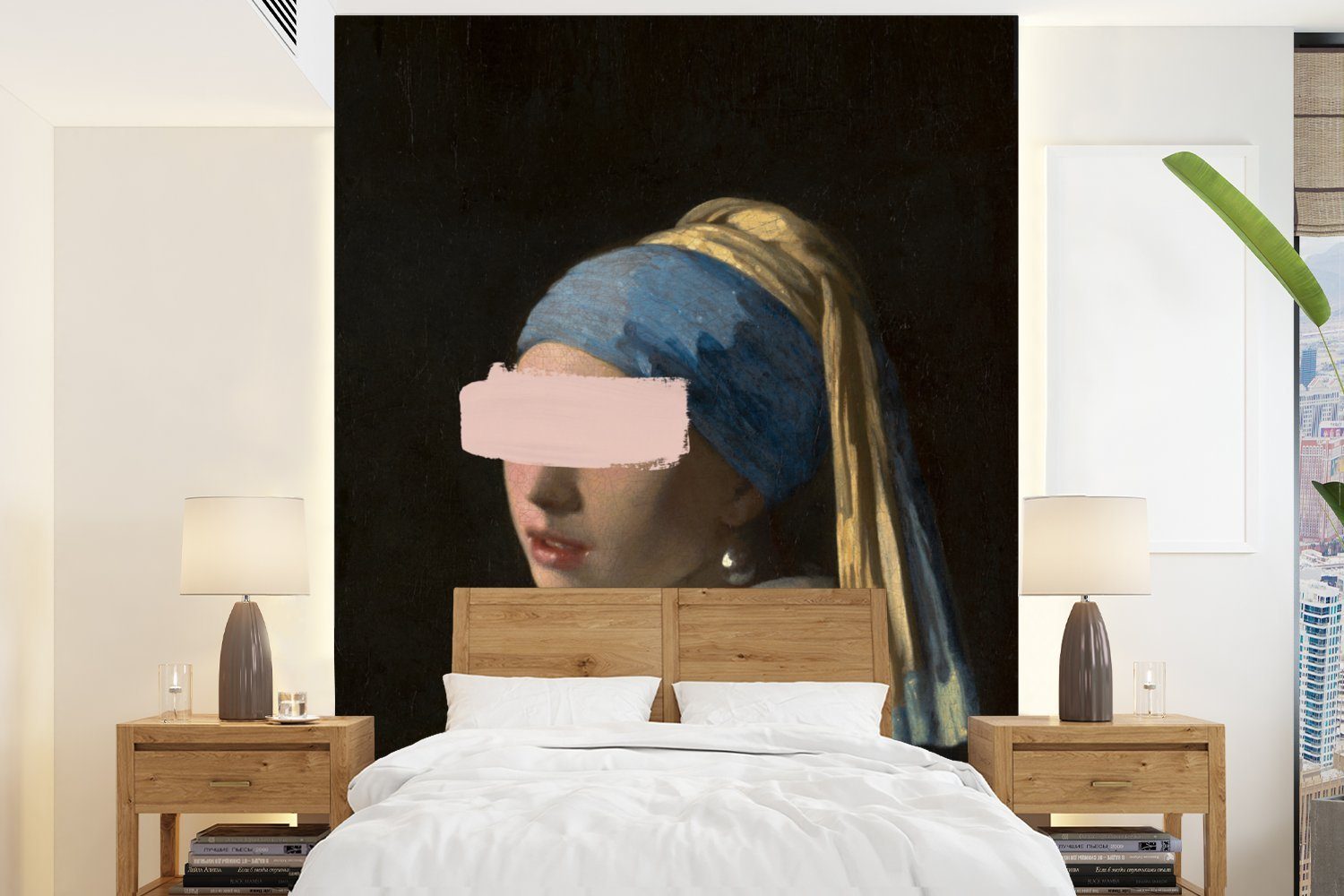 MuchoWow Fototapete Mädchen mit Perlenohrring - Vermeer - Pastell, Matt, bedruckt, (4 St), Montagefertig Vinyl Tapete für Wohnzimmer, Wandtapete