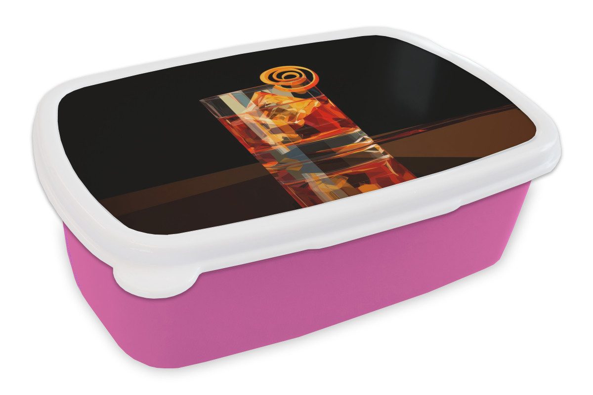 MuchoWow Lunchbox Glas - Eiswürfel - Trinken - Braun, Kunststoff, (2-tlg), Brotdosen, Lunch Box, Brotbox für Kinder und Erwachsene