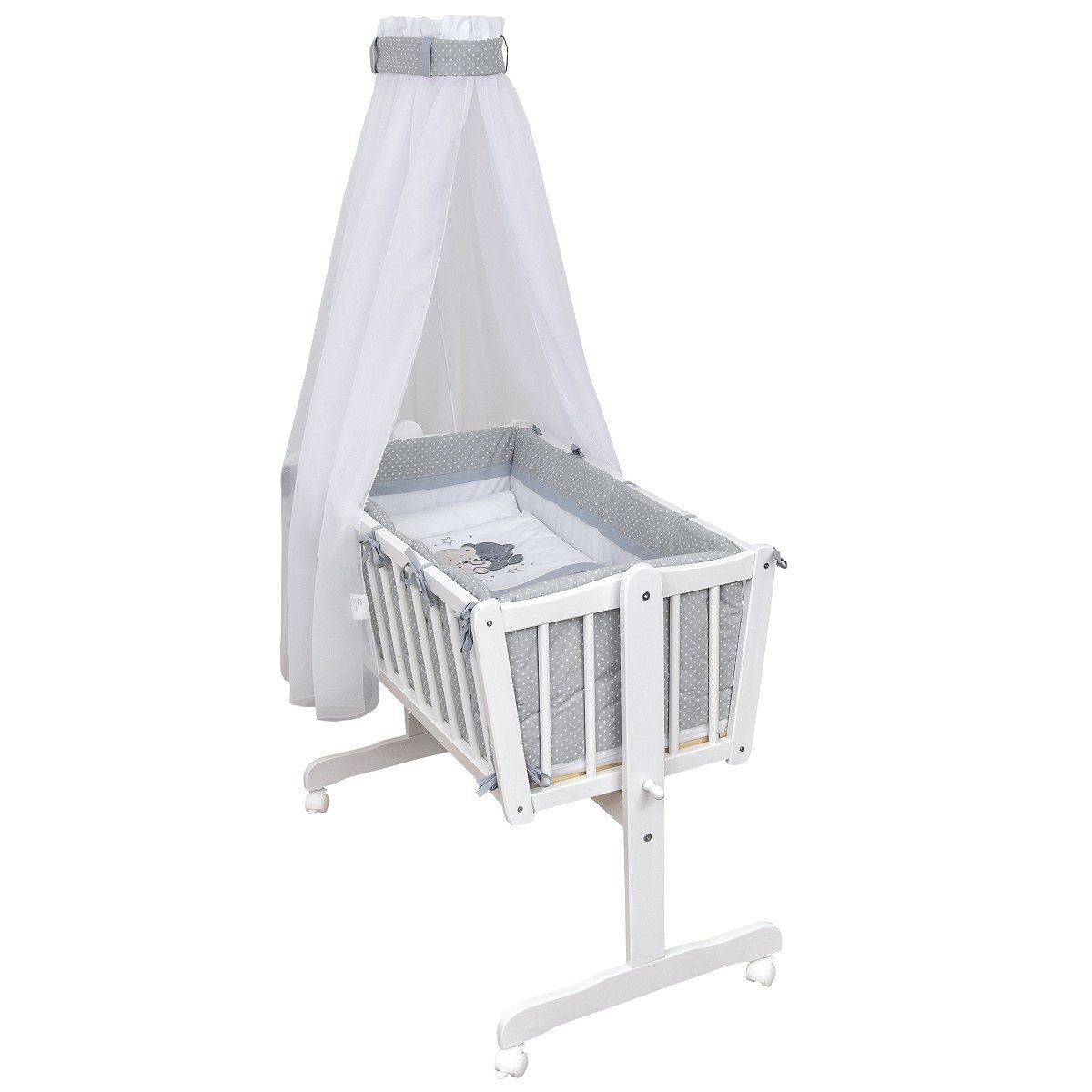 Baby-Delux Stubenbett Babywiege Komplettset, Schaukelwiege Weiß günstig online kaufen