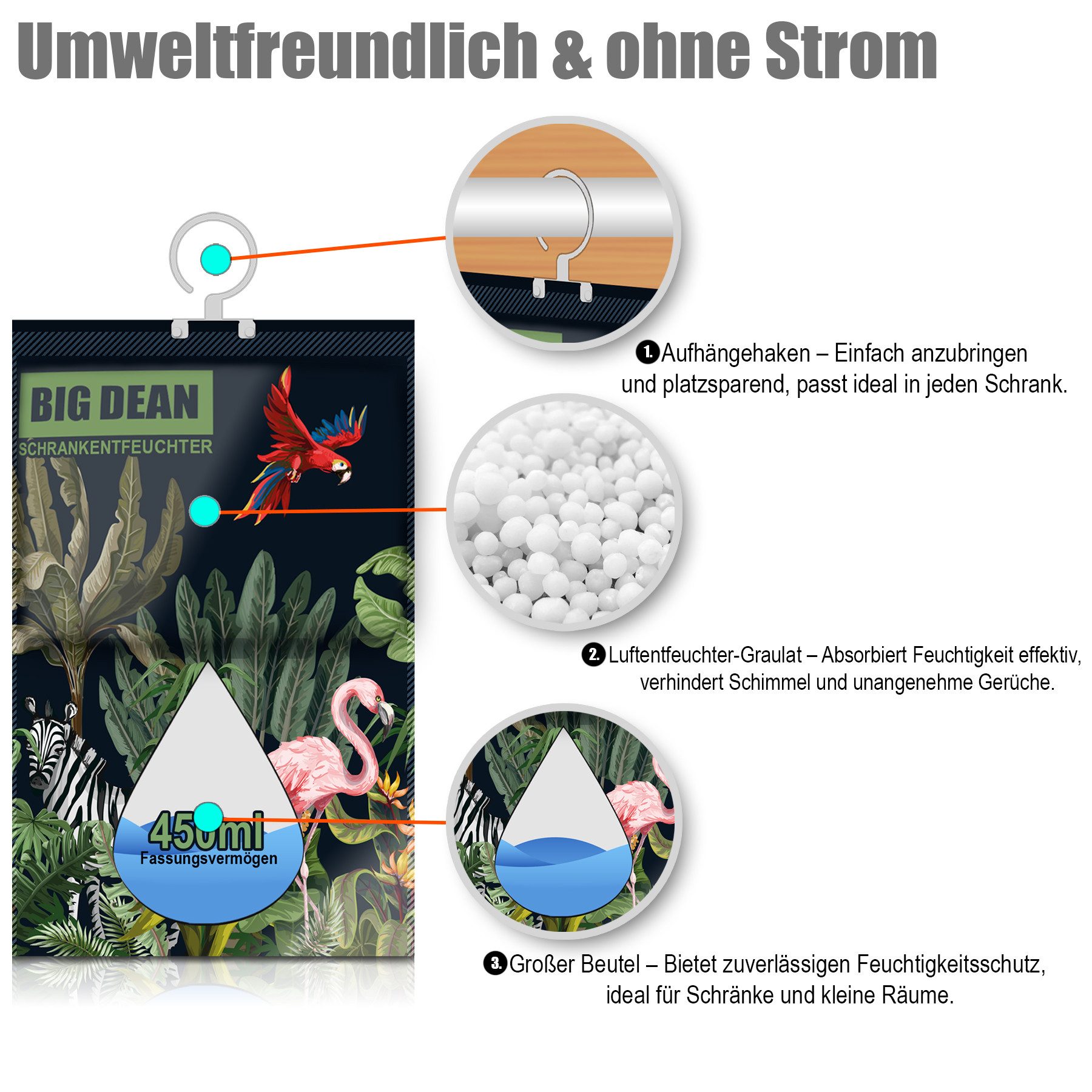 BigDean Granulat-Luftentfeuchter 10er Pack XL Luftentfeuchter Kleiderschran günstig online kaufen