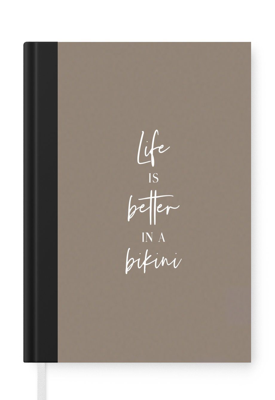MuchoWow Notizbuch Das Leben ist - Merkzettel, im besser Notizheft, 98 - Grey Haushaltsbuch Seiten, Tagebuch, Bikini Journal, Zitat, A5