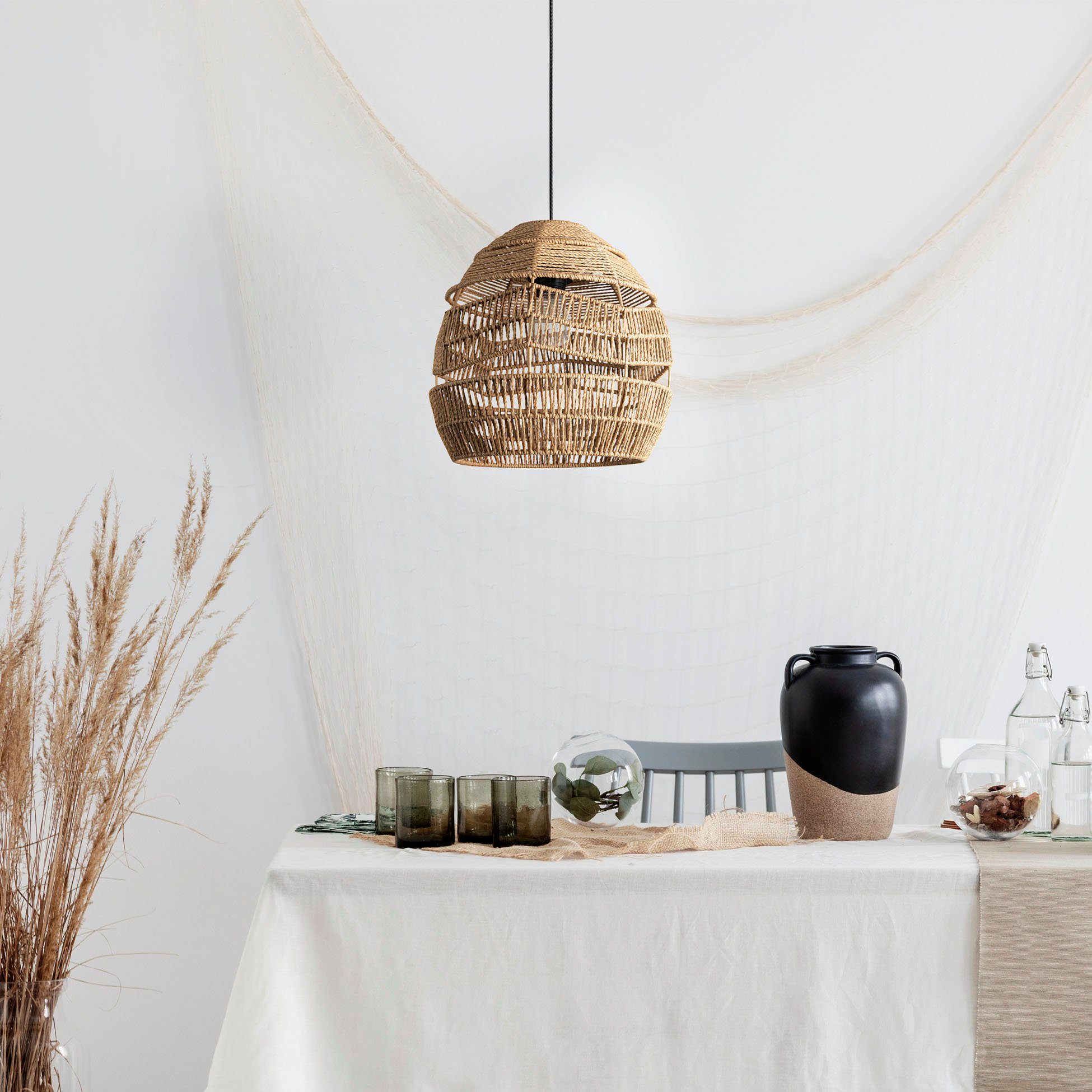 E27 VILLA, Hängeleuchte Papier Pendelleuchte Leuchtmittel, Rustikal ohne Boho Vintage LED Paco Home Pendelleuchte