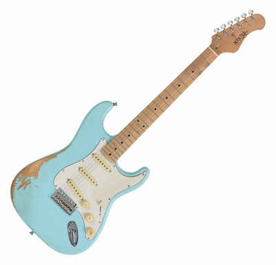 Rocktile E-Gitarre »Vinstage ST-RMGN - Relic-Gitarre in Aged-Style - Korpus: Esche - Griffbrett/Hals: gerösteter Ahorn - Vintage-Hardware - Bright Sky Blue« 4/4, 3x Single Coil Pickup