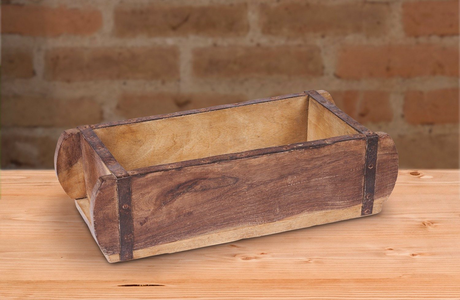 Marrakesch Orient & Mediterran Interior Aufbewahrungsbox Vintage Holzkiste aus Altholz handgemacht Unikat 32 cm Box Ziegelform (Stück, 1 St., 1), Antik