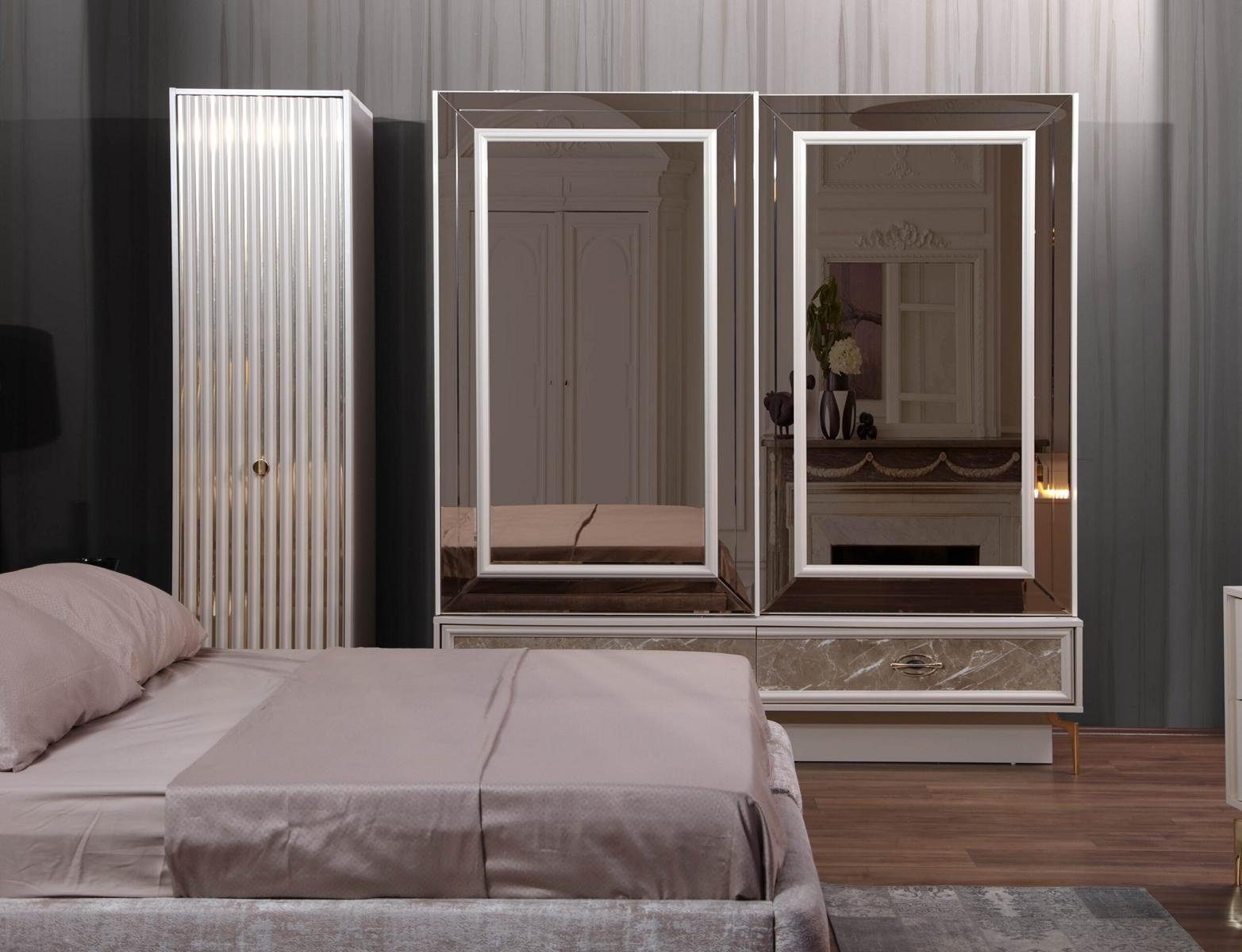 Komplettes JVmoebel Möbel, Schlafzimmer-Set Made Bett in Nachttische Nachttische/Kleiderschrank), Bett/2x Set Modernes (4-St., Designer Schlafzimmer Europa