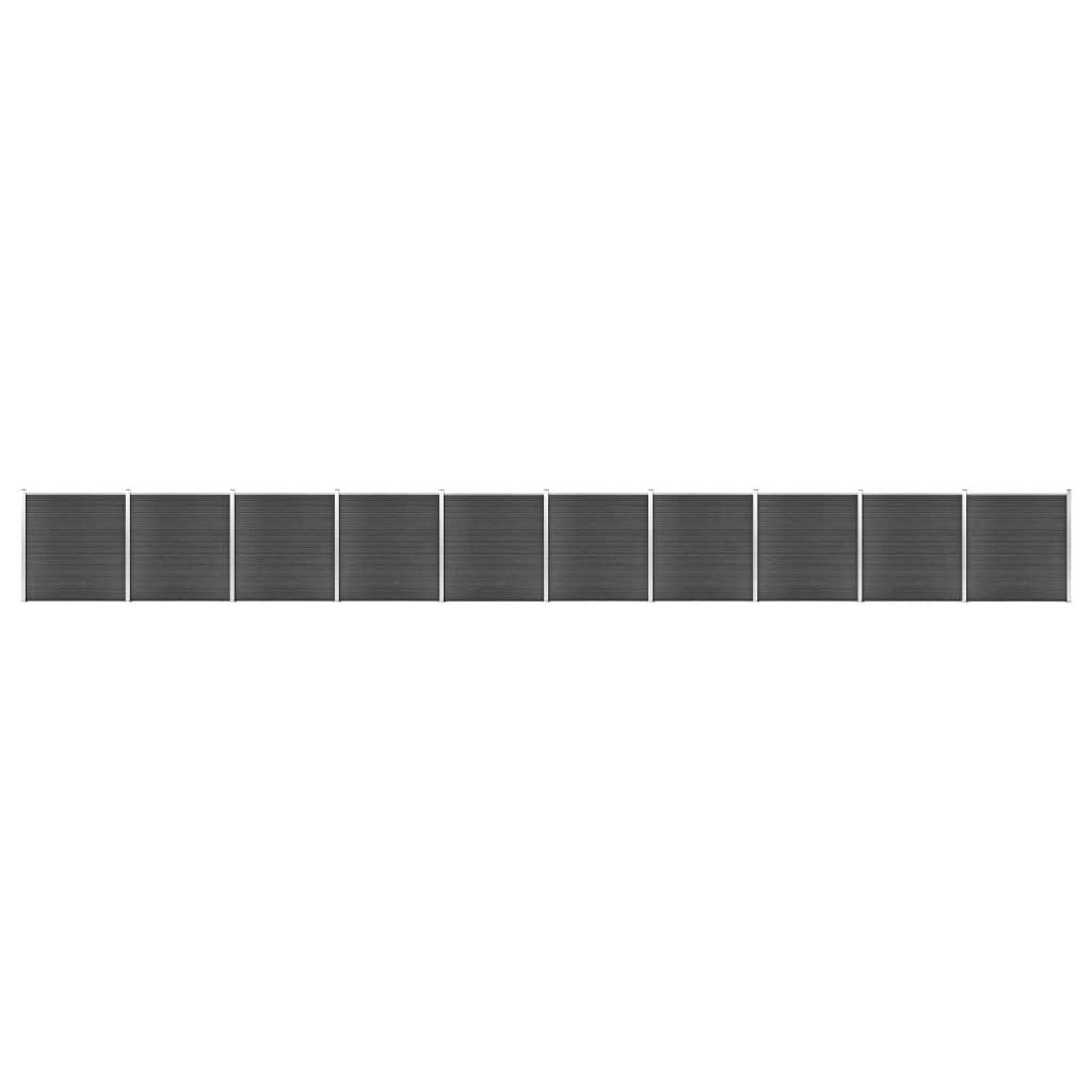Gartentor Zaunelement Set WPC 1737x186 cm Schwarz