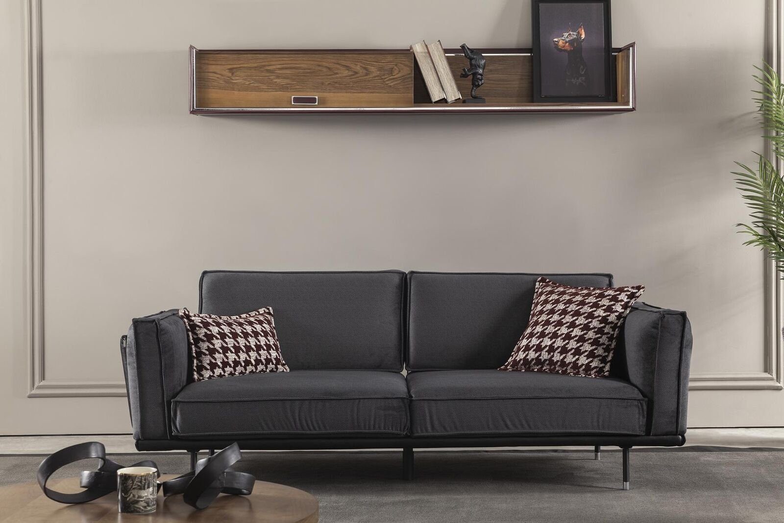 JVmoebel 3-Sitzer Sofa Dreisitzer Italienische Stil Möbel Graue Polster Couch Weich, 1 Teile, Made in Europa