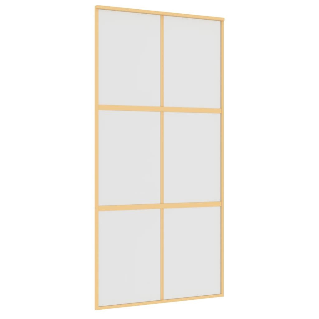 vidaXL Haustür Schiebetür Golden 102,5x205 cm Matt ESG-Glas und Aluminium (1-St)
