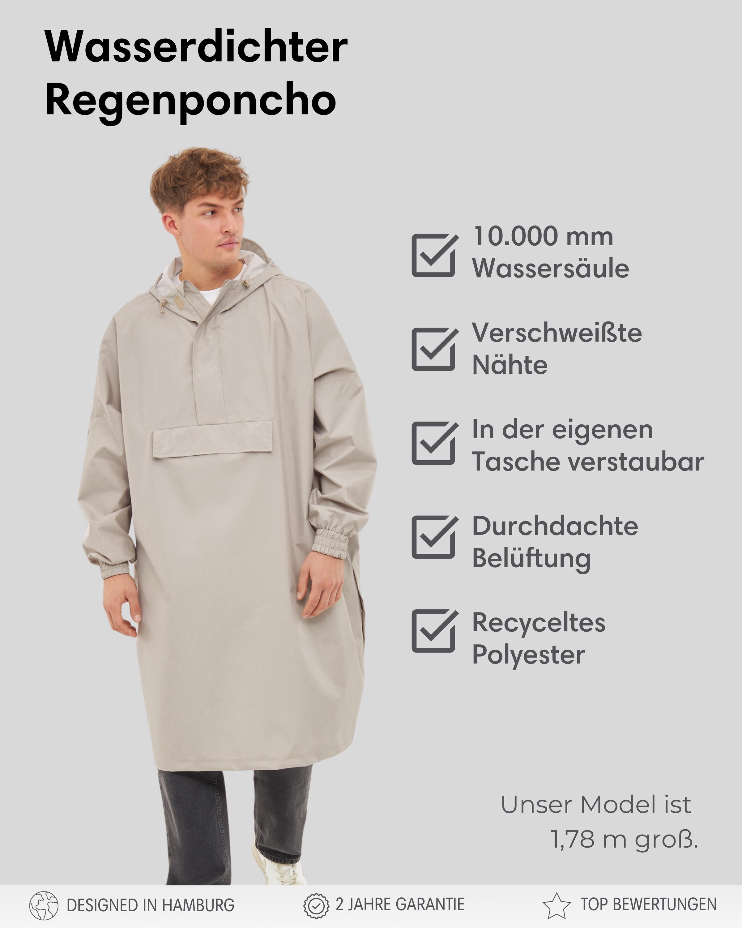 LARKSON Regenponcho Lykke Regenponcho, Wassersäule 10.000 mm (1-St) Wasserd günstig online kaufen