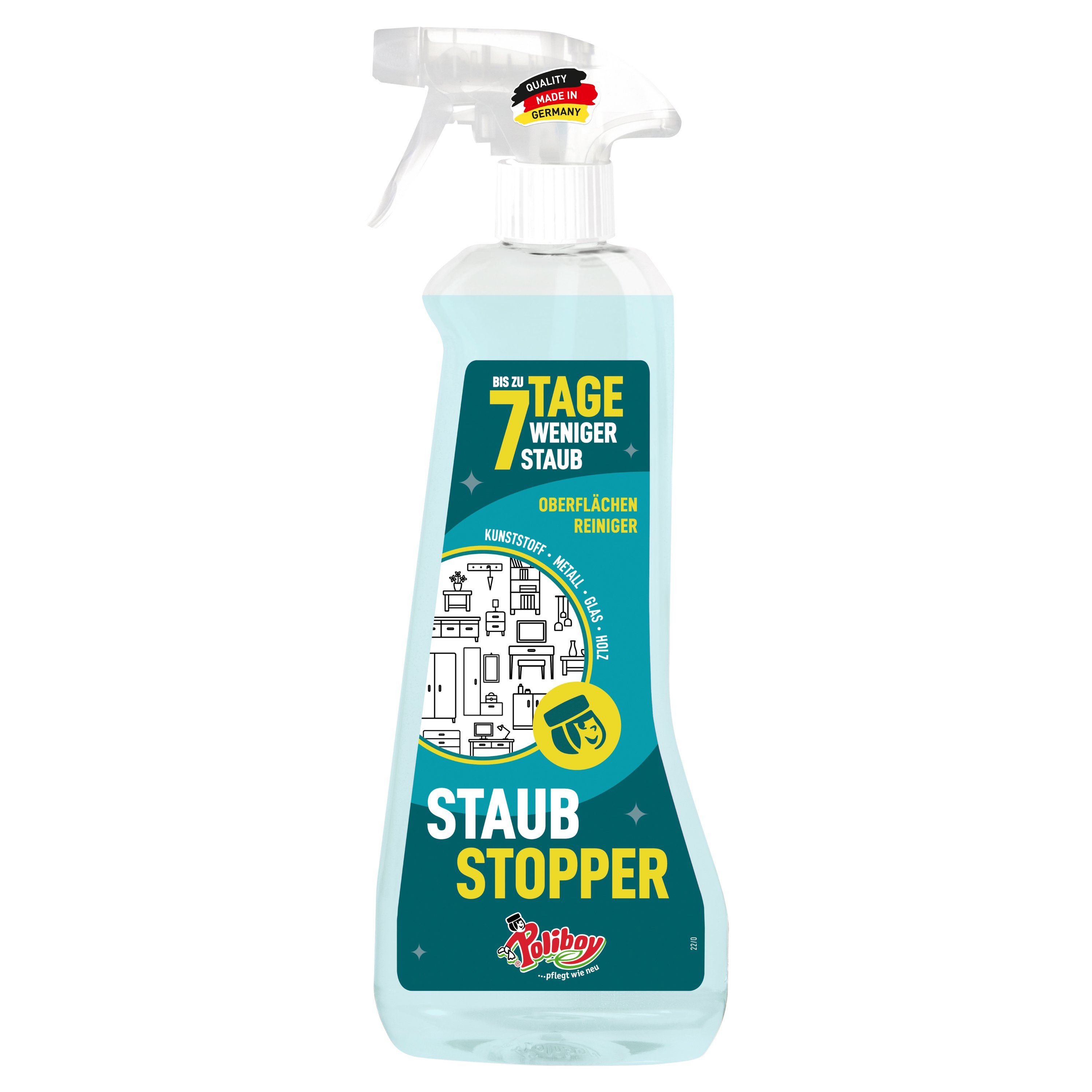 poliboy Staubmeister Spray - Antistatik - 500 ml - Reinigungsspray (bis zu 7 Tage ohne Staub - für Möbel aller Art - Made in Germany)