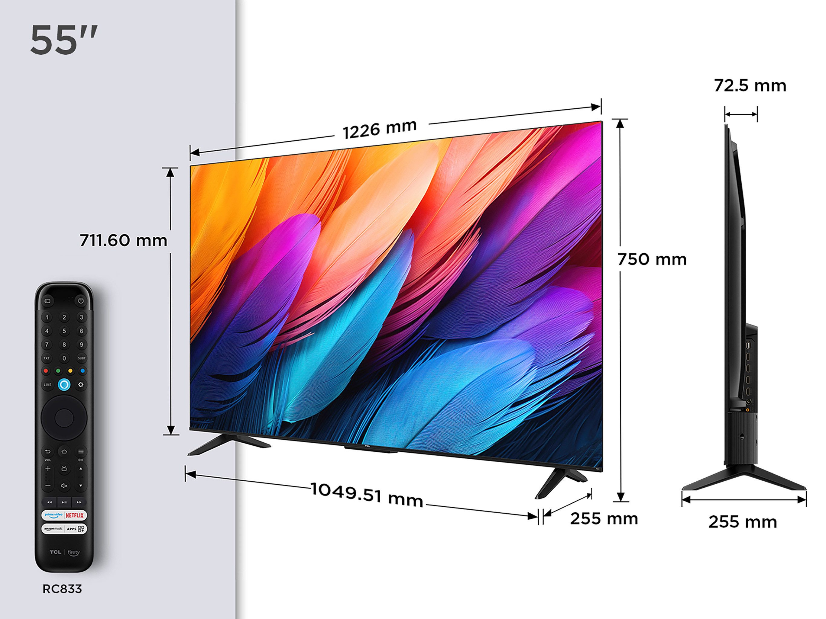 TCL 55PF650A LED-Fernseher (139 cm/55 Zoll, 4K Ultra HD, Fire TV, Fire TV / Smart TV, Dolby Vision HDR, Alexa, Triple-Tuner)
