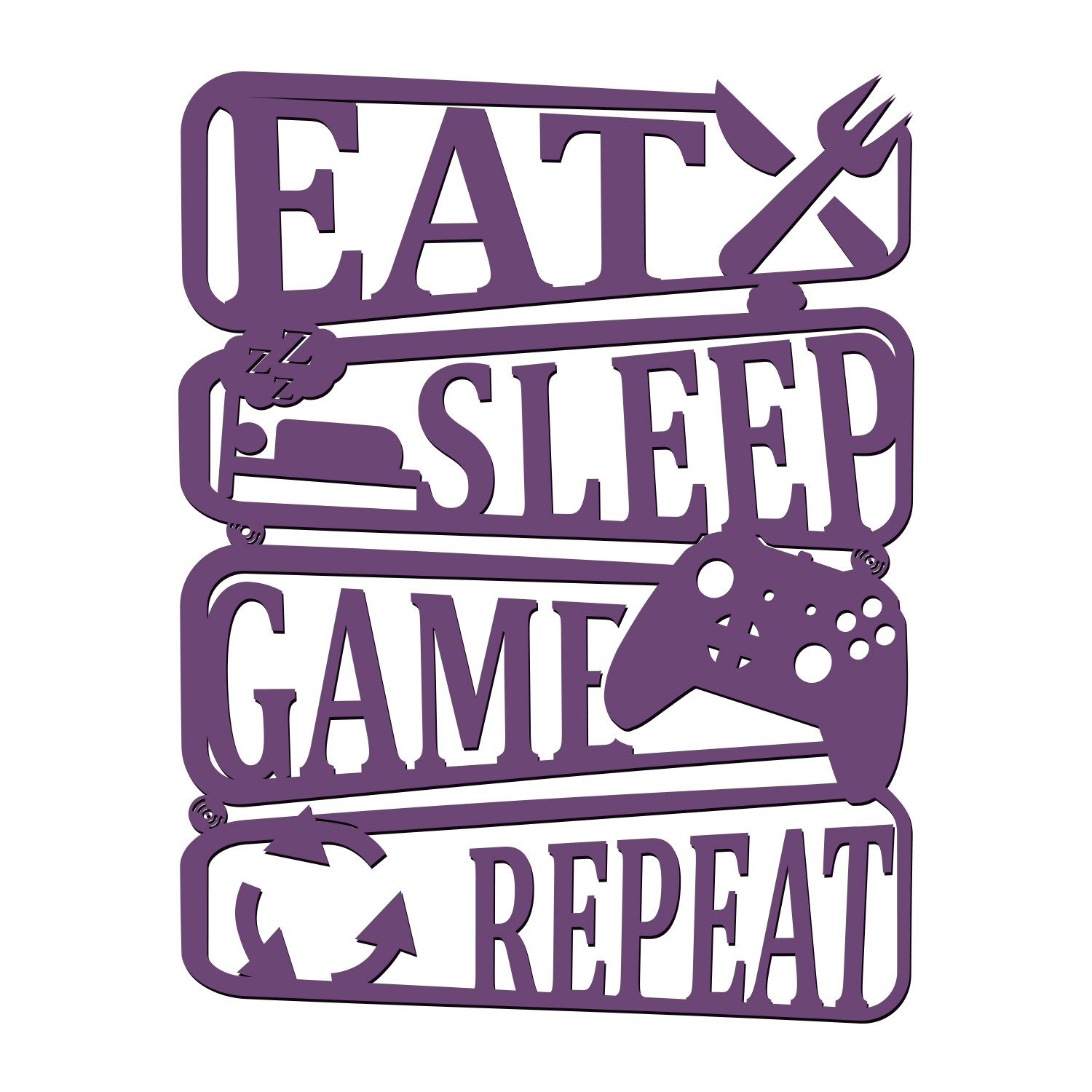 Namofactur LED Dekolicht Eat Sleep Game Repeat - Gamer Licht Wanddeko mit RGB Farbwechsel, LED fest integriert, RGB Farbwechsel, Wanddekoobjekt USB Wohnzimmer Leuchte mit Fernbedienung