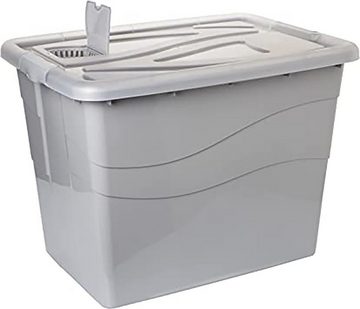 Centi Stapelbox 2 Stk. Aufbewahrungsboxen, 80 L Boxen Groß XXL, Plastikbox (Set, 2 St., 45cm x 46cm x 62 cm), mit Deckel und Rollen, mit Deckel, Rollen und Clip-Griffen